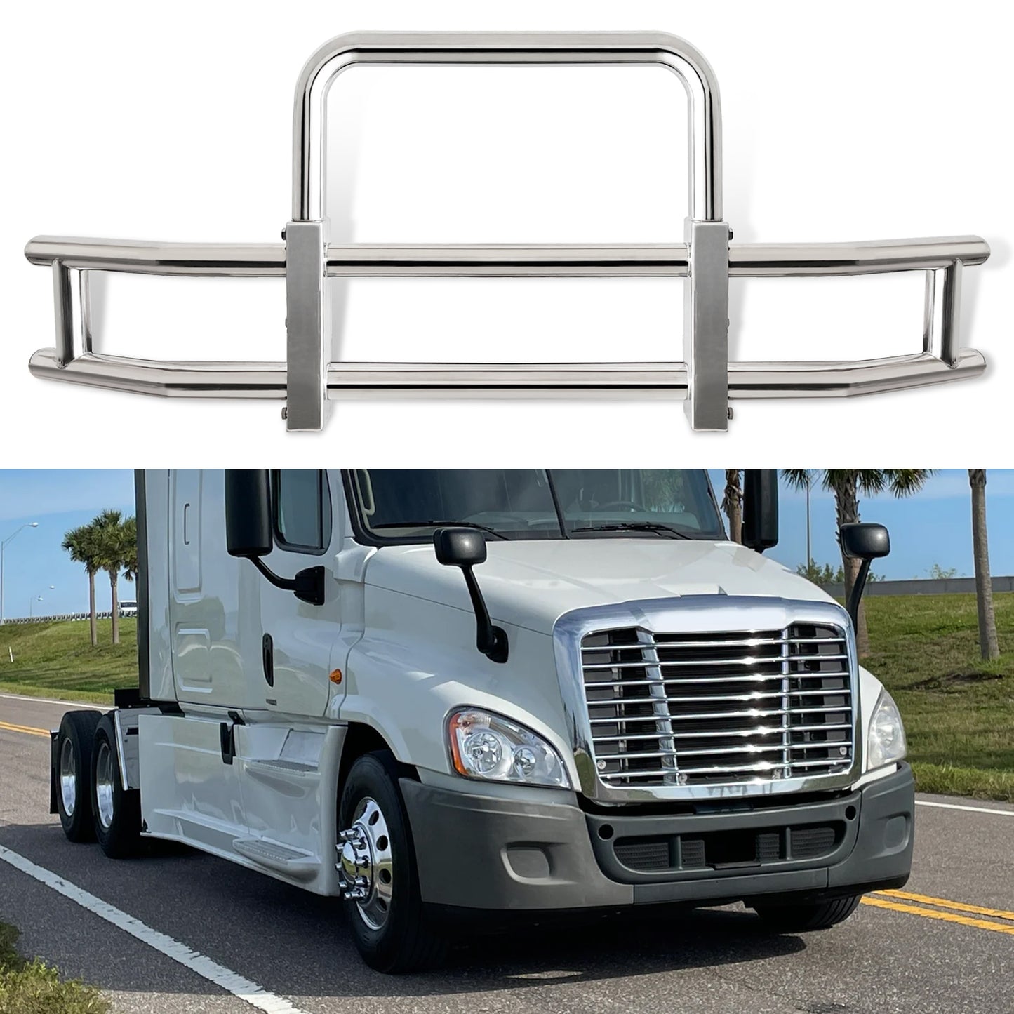 Deer Guard for Freightliner Cascadia 2008-2017 with Stainless Steel Brackets