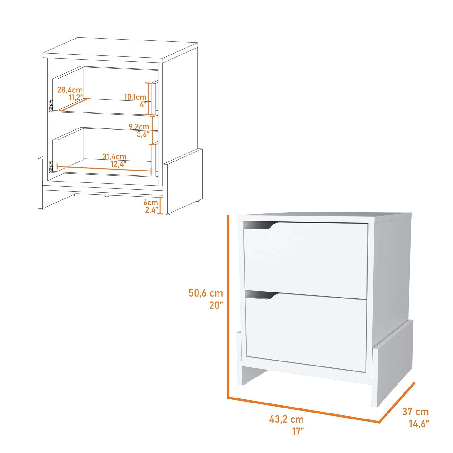 Ralston 2-Drawer Nightstand in White