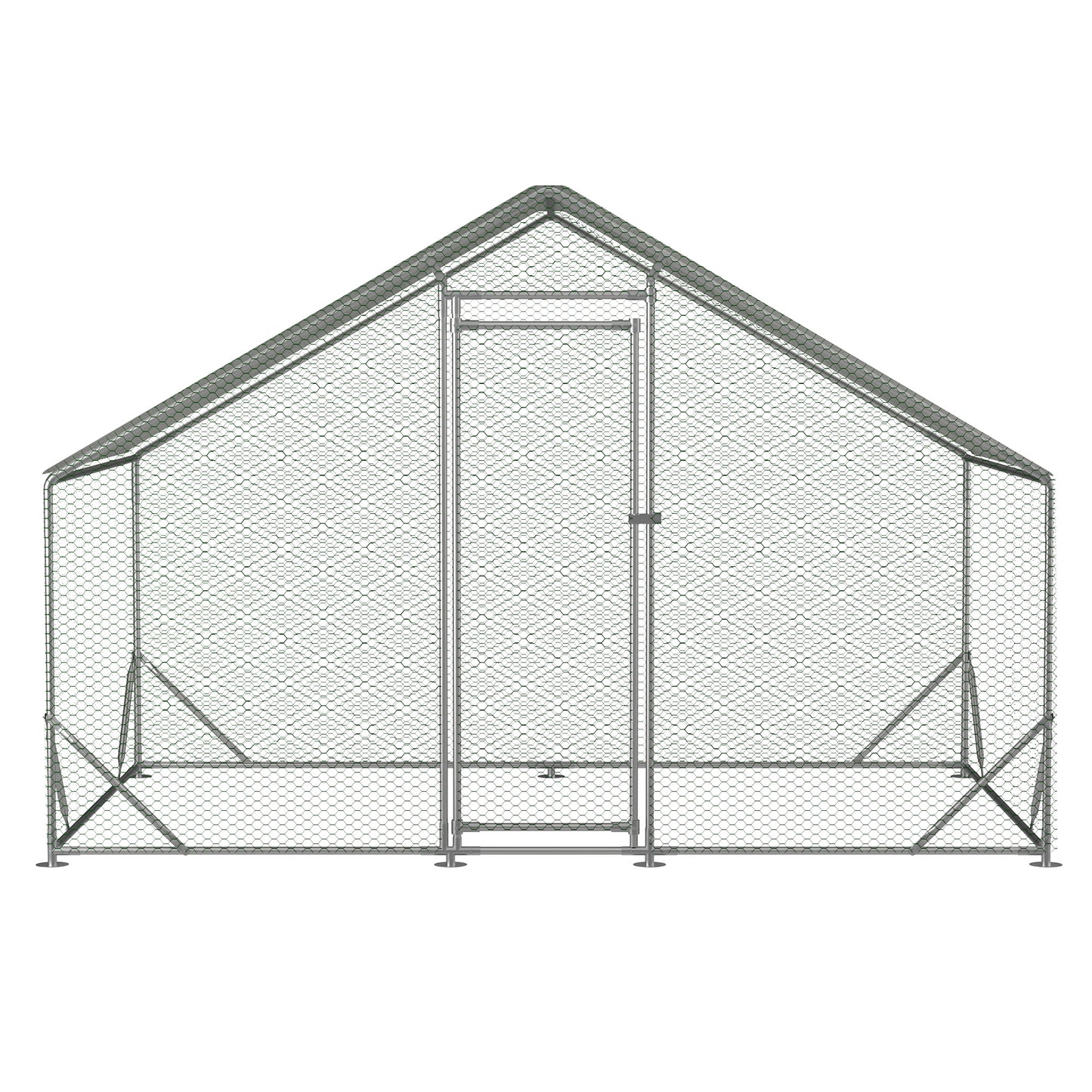 Large Metal Chicken Coop, Walk-in Chicken Run,Galvanized Wire Poultry Chicken Hen Pen Cage, Rabbits Duck Cages with Waterproof and Anti-Ultraviolet Cover for Outside(10' L x 6.6' W x 6.56' H)