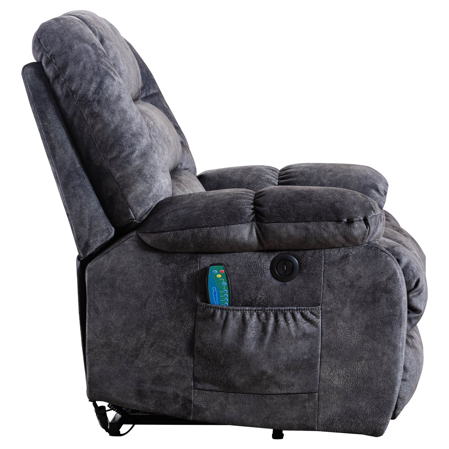 Comfort Plus Electric Recliner Chair with Heat Therapy, Massage, and Lift Mechanism for Seniors, Heavy-Duty, Gray