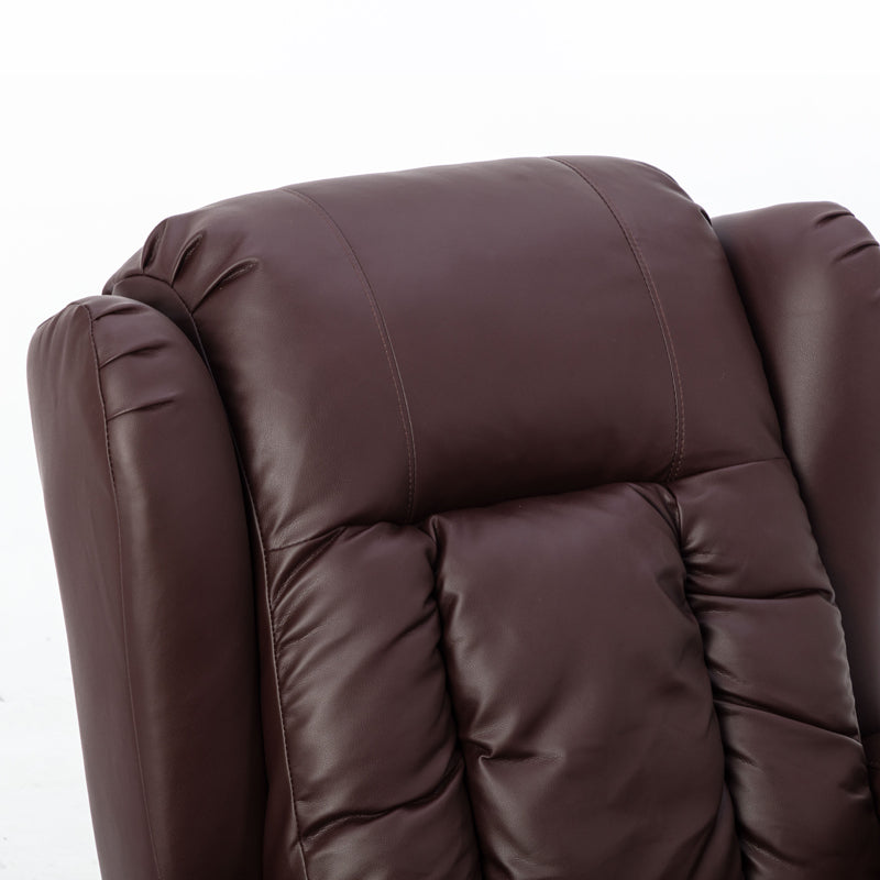 Ultimate Comfort Brown PU Recliner Chair with Eight-Point Massager and Heat Function