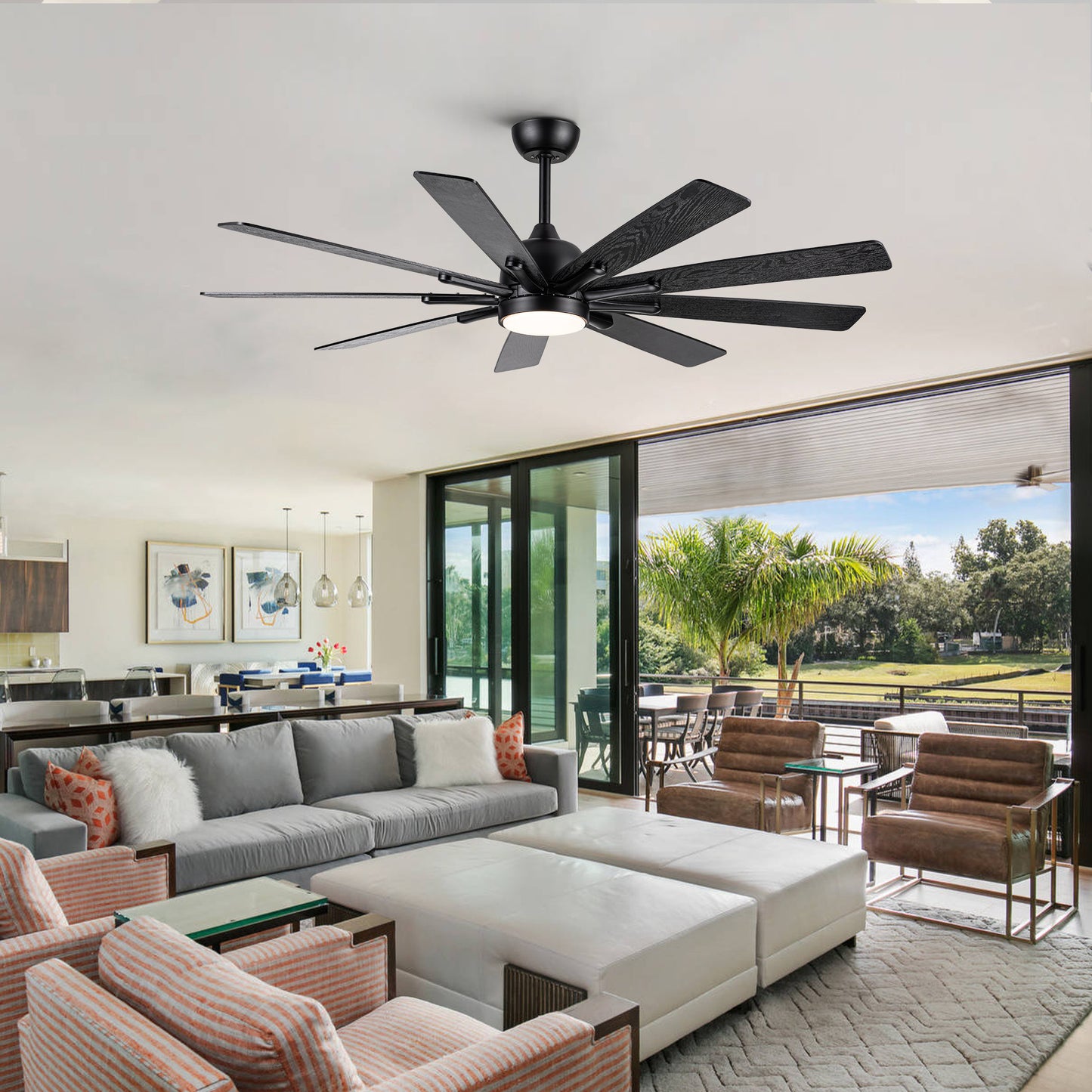 62 Black Ceiling Fan with Remote Control for Modern Farmhouse