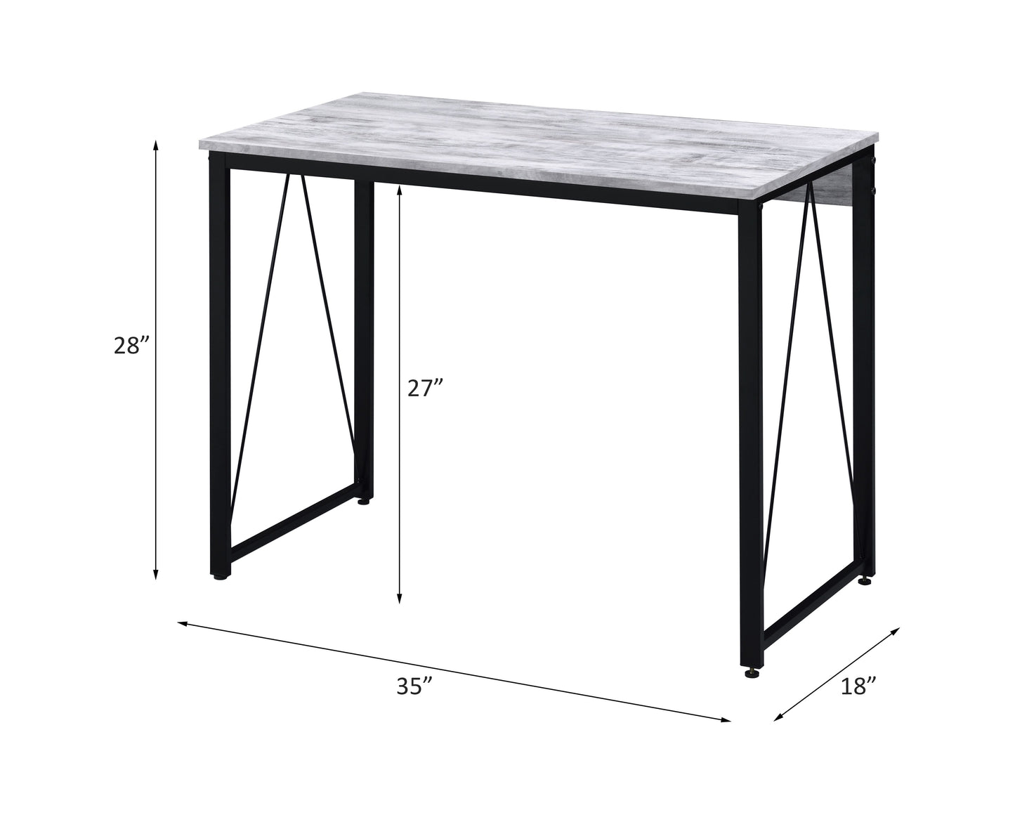 Rustic Industrial Zaidin Writing Desk in Antique White and Black Finish