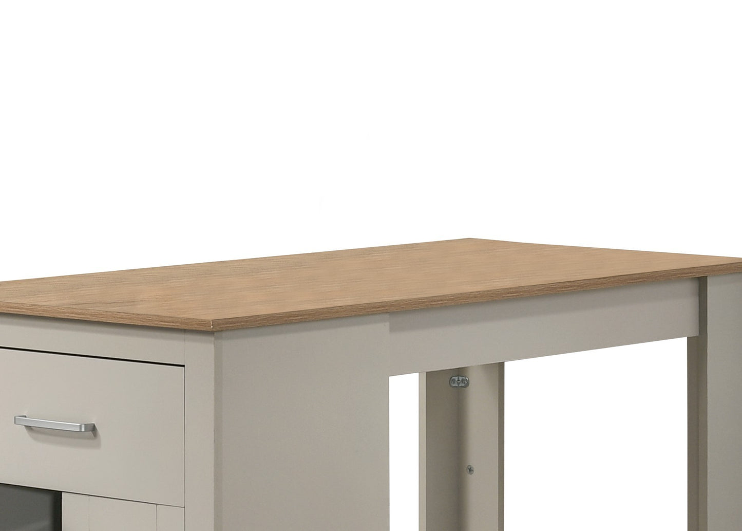 Alonzo Light Gray Small Space Counter Height Dining Table with Cabinet, Drawer, and 2 Ergonomic Counter Stools