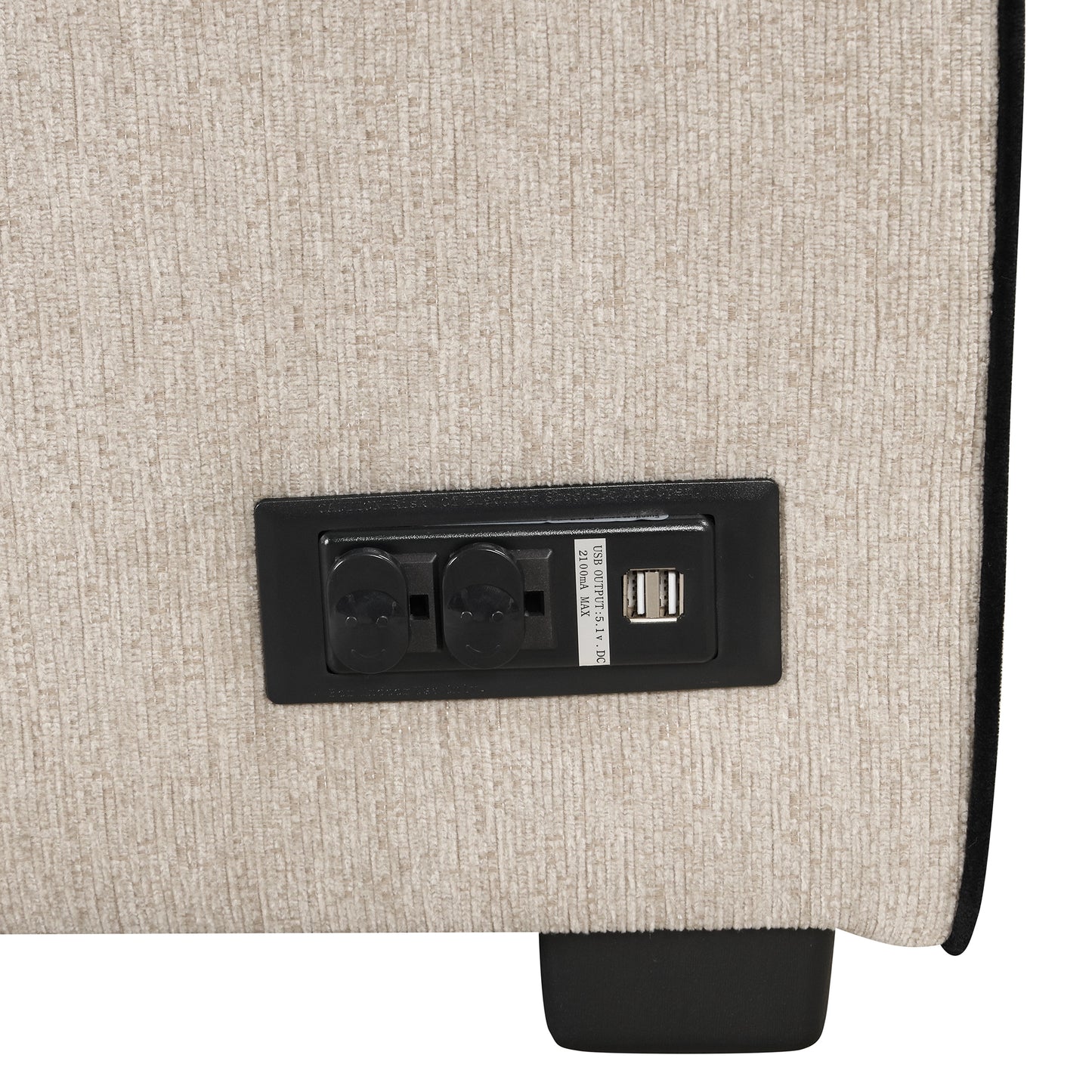 83 Cream Convertible L-Shaped Sleeper Sofa with USB Ports and Power Sockets