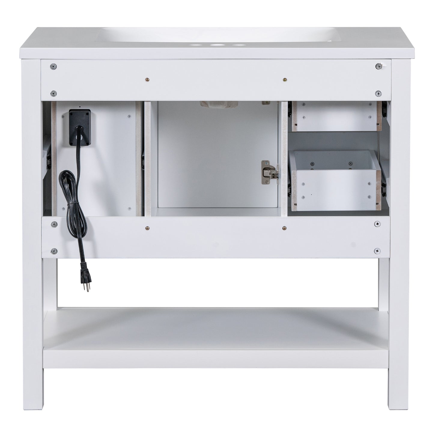 [Cabinet Only]36" White Modern Bathroom Vanity with USB(Sink not included)