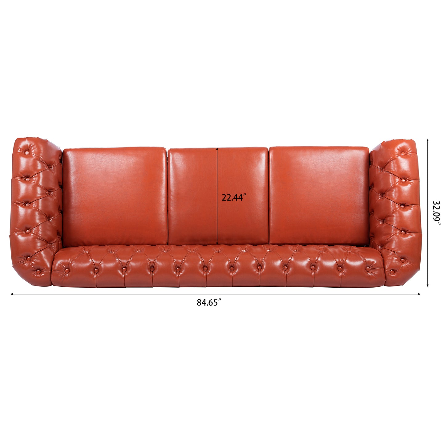 Classic Design 3-Seater Sofa with Rolled Arms and Chesterfield Look