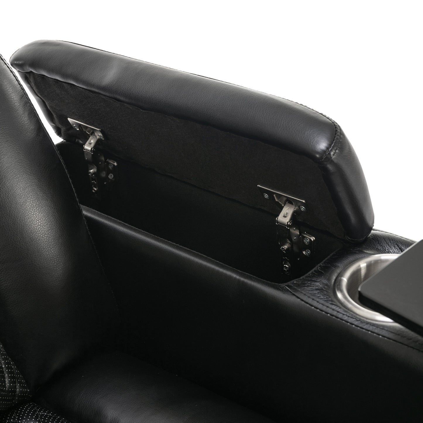 Luxury Black Swivel Recliner Chair with Tray Table, Phone Holder, and USB Port