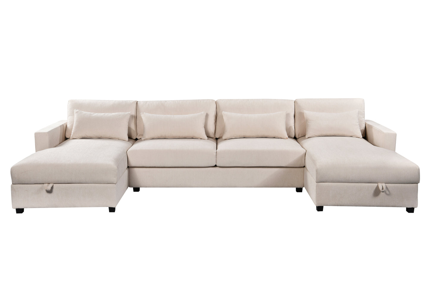 U_STYLE Modern Large U-Shape Sectional Sofa, 2 Large Chaise with Storage Space for Living Room, 4 Lumbar Support Pillows