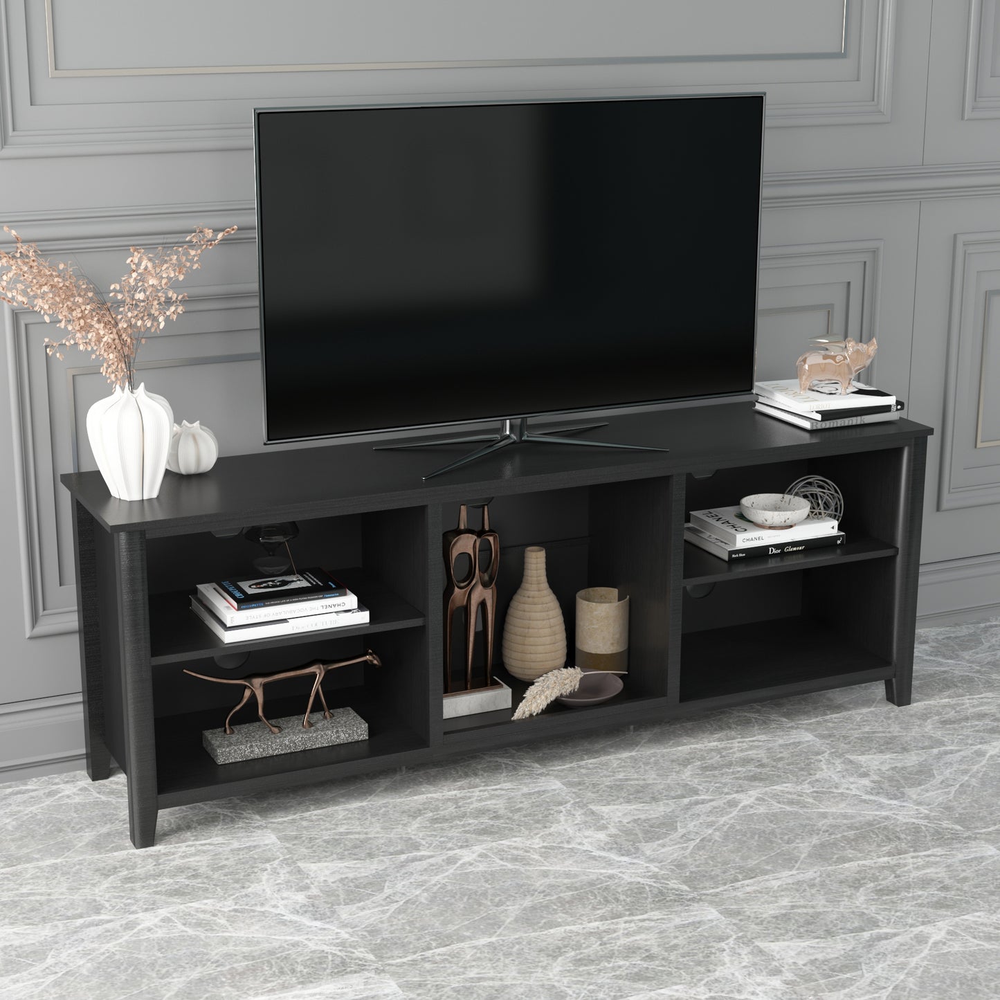 Traditional TV Stand with Spacious Storage and Durable Build