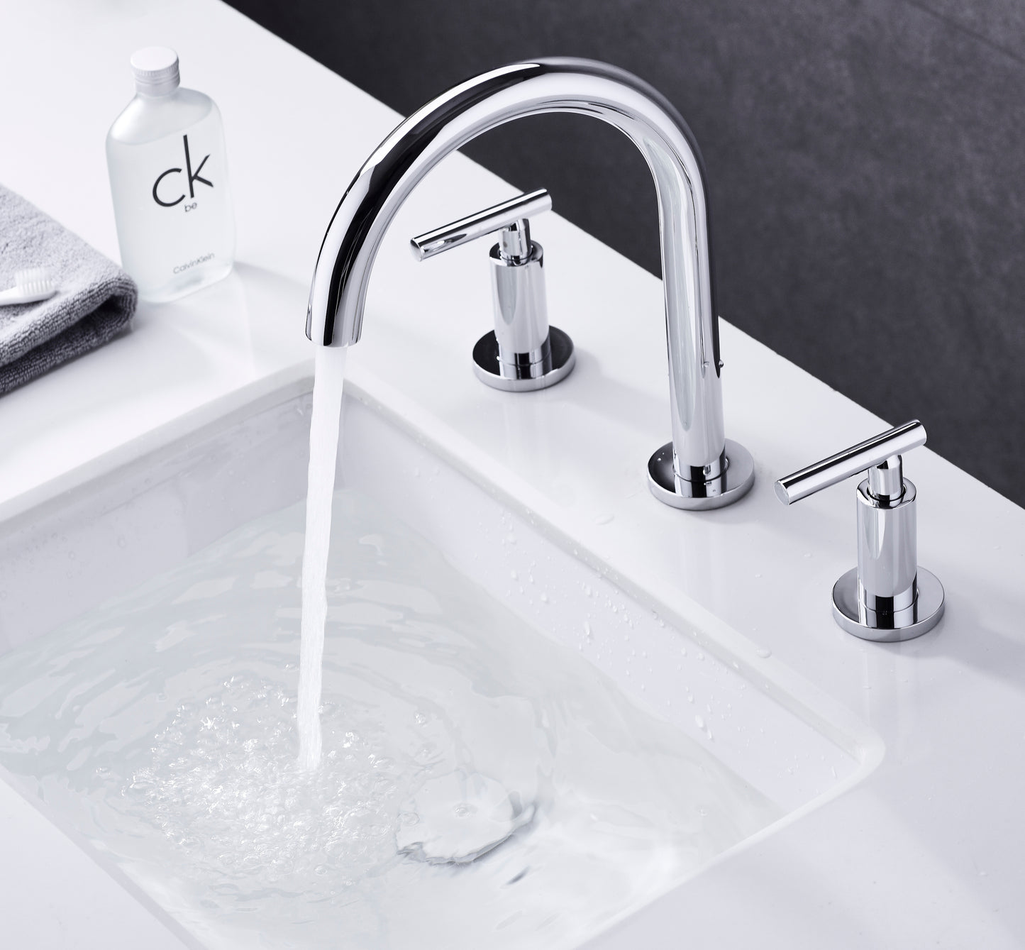 Two Handle High Arc Widespread Bathroom Sink Faucet 3 Hole