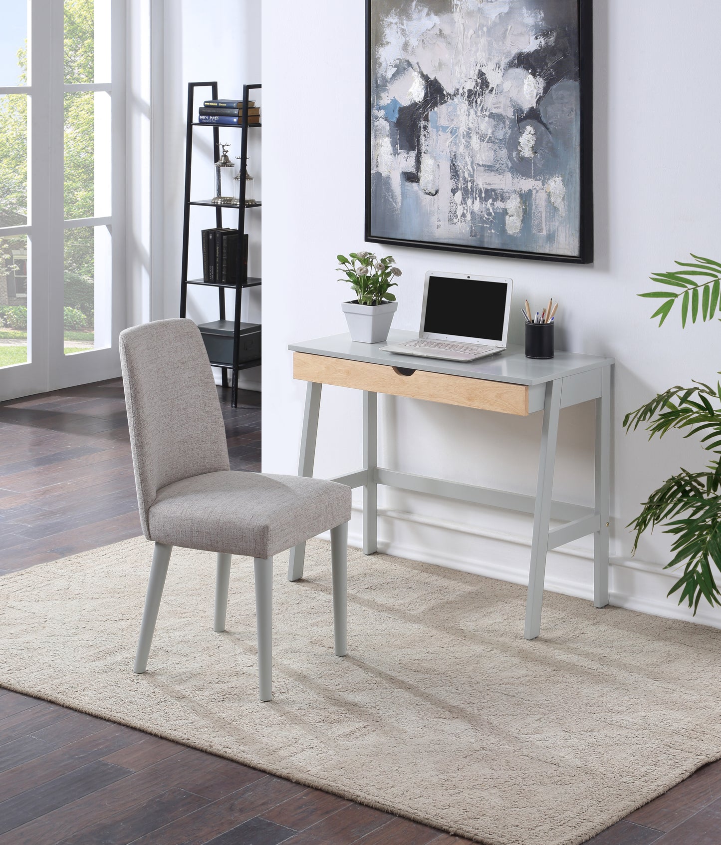 Hilton Writing Desk in Gray/Natural Finish