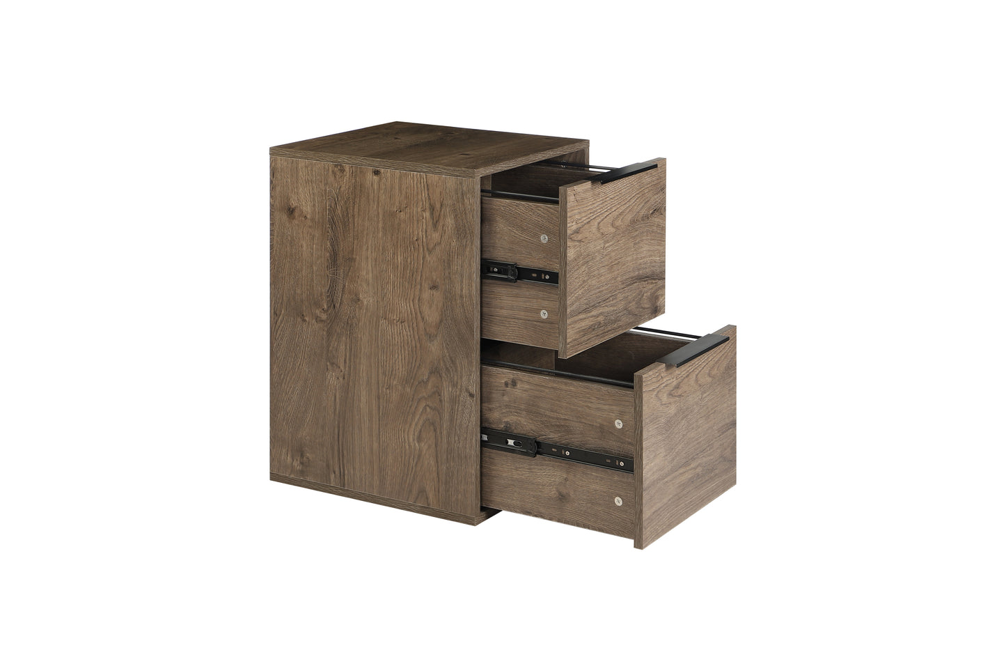 Two-Drawer Grey Wood File Cabinet with Steel Handles