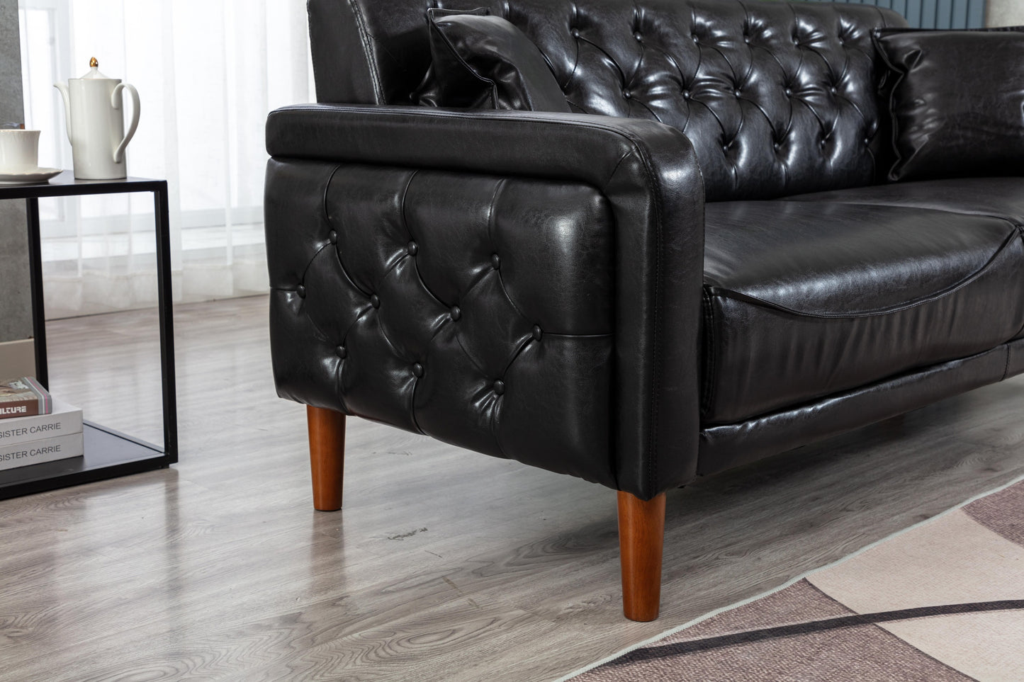 Black 2047 PU Leather Sofa