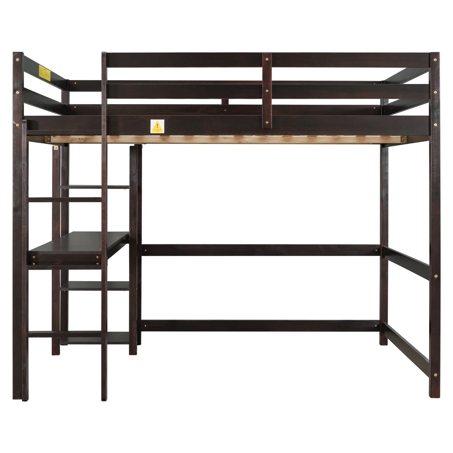 Full Loft Bed with Desk and Shelves,Espresso