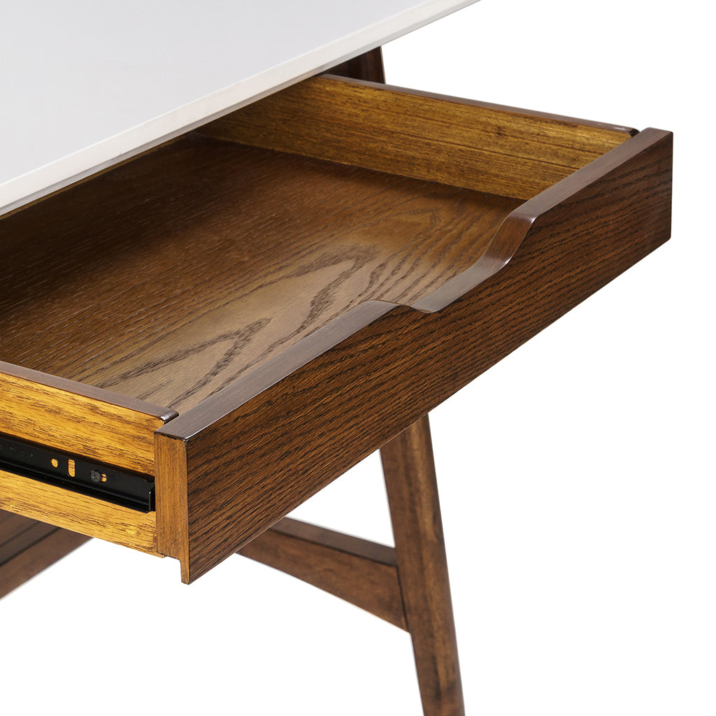 Parker Writing Desk with Off-White Finish and Pecan Wood Base