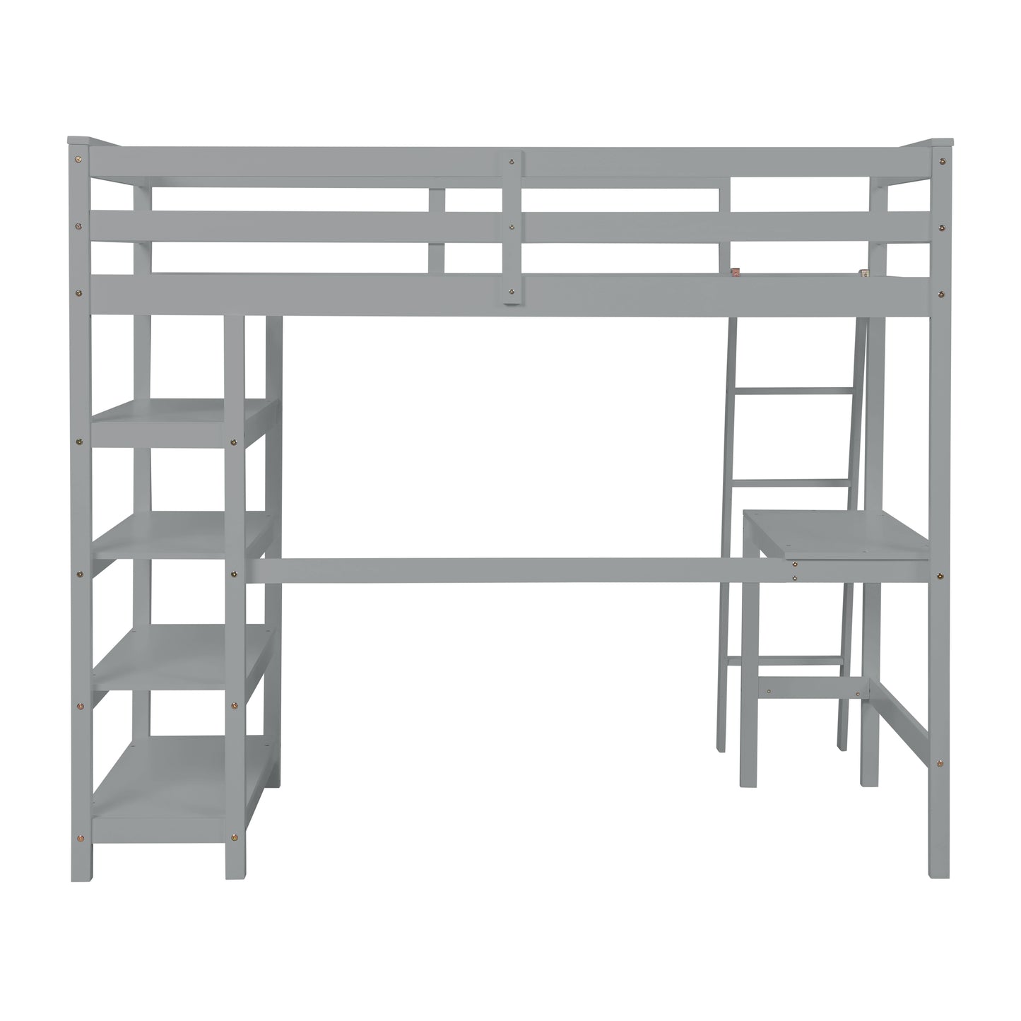 Loft Bed Twin with desk,ladder,shelves , Grey