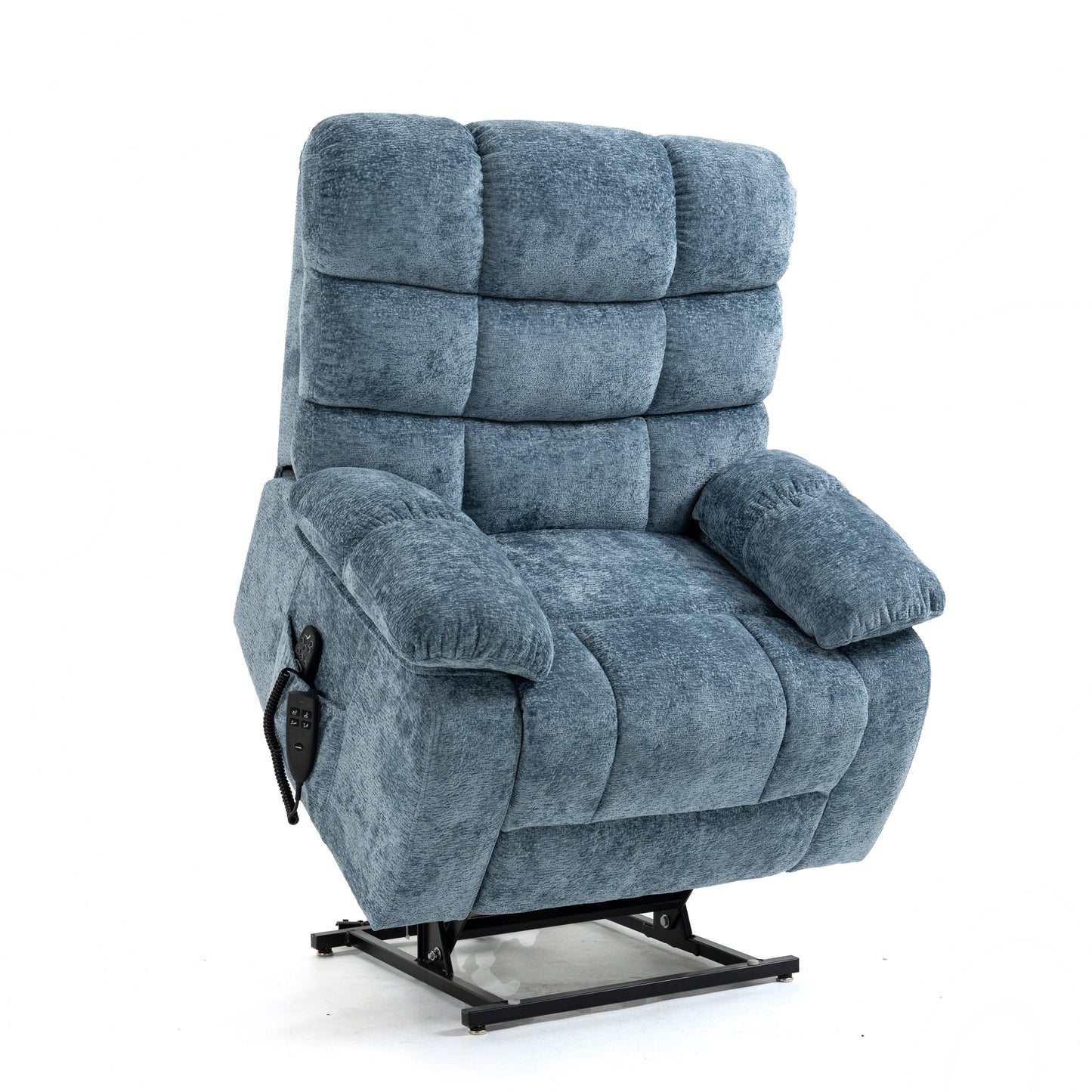 Large Blue Power Lift Recliner Chair with Massage and Heat