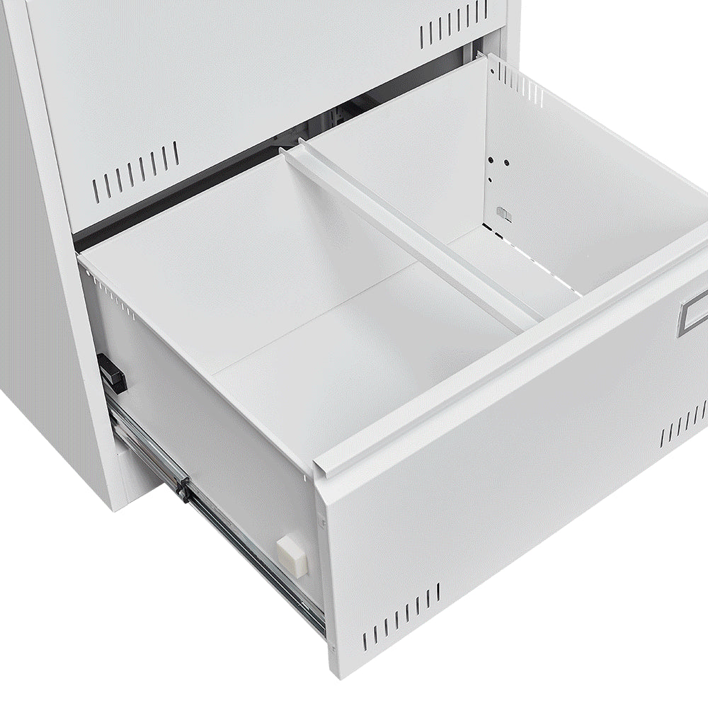 Lockable White Metal 3-Drawer Lateral File Cabinet for Office