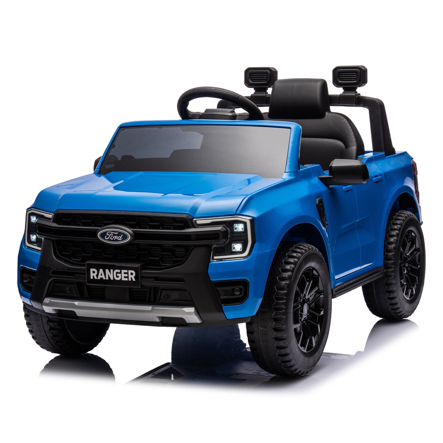 12V Kids Ride On Car W/Parents Remote Control,Licensed Ford Ranger,2WD,Rear wheel suspension,Low Start,Headlight,Horn,MP3,Bluetooth,Adjustable speed,Speed 1.86-4.97 mph for kids aged 3-6.