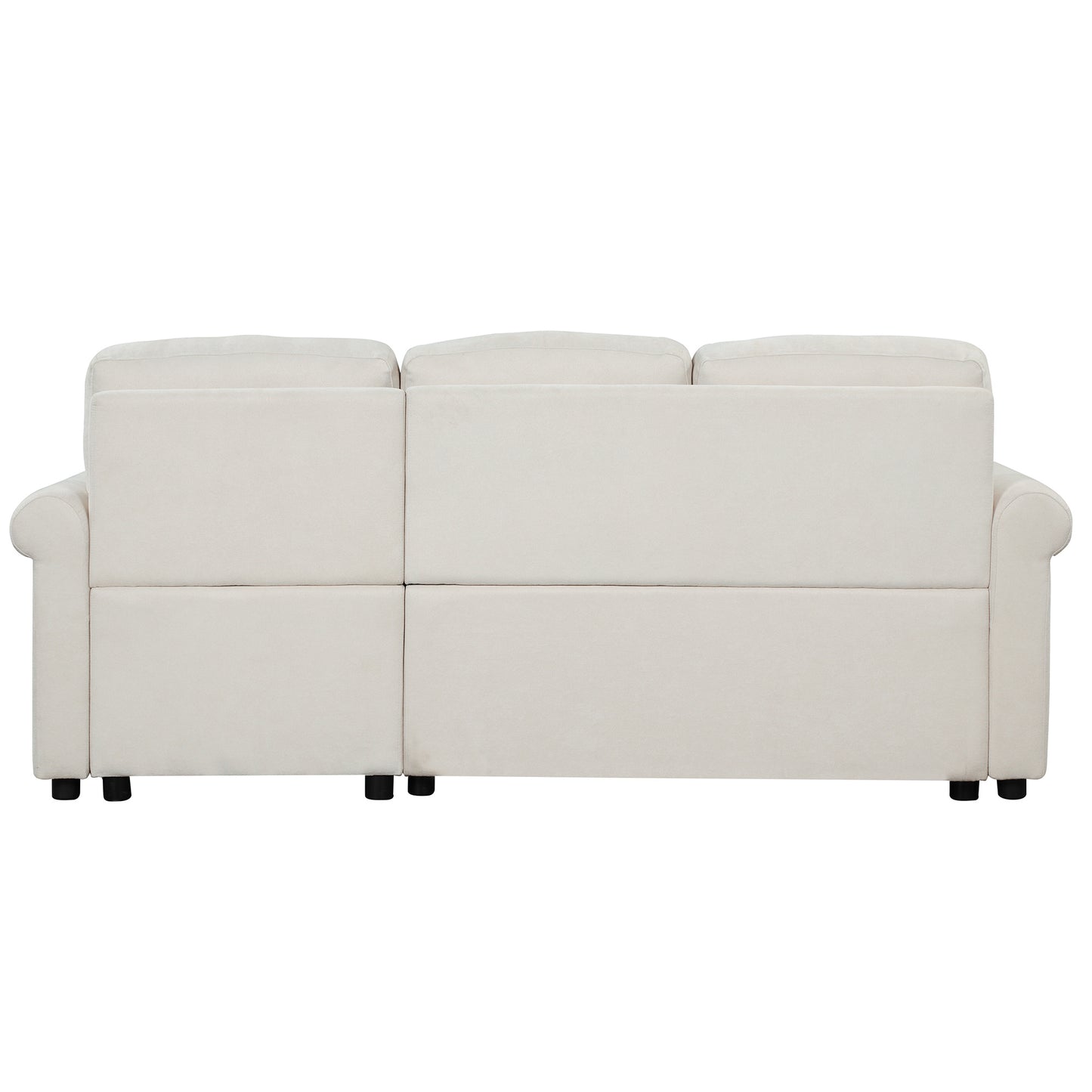 83 Beige Modern Convertible Sleeper Sofa Bed with Storage Chaise