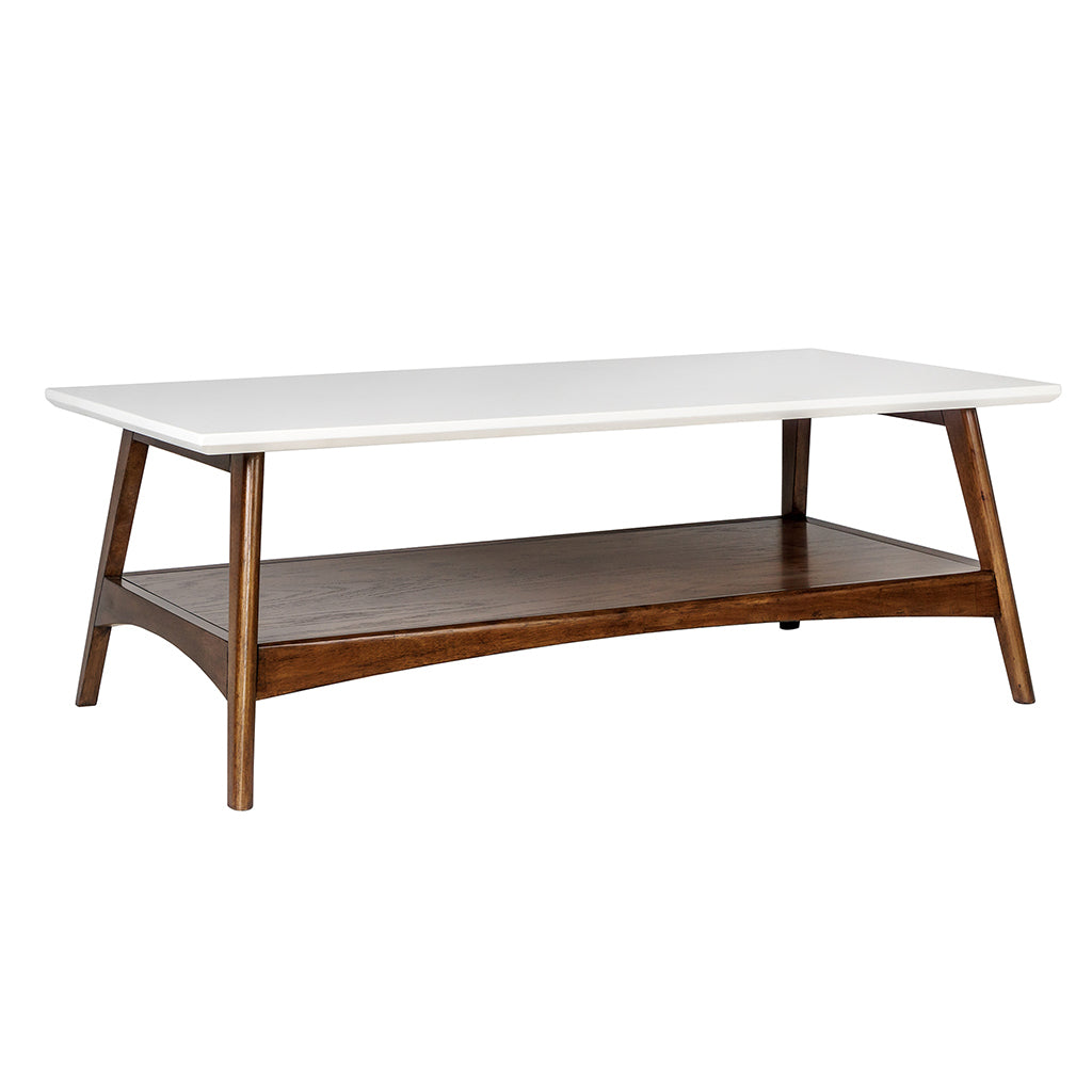 Mid Century Off-White and Pecan Coffee Table