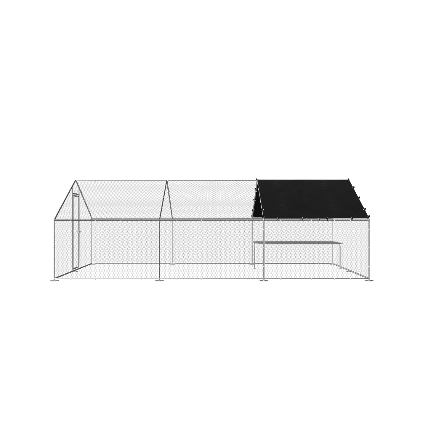 Large metal chicken coop, walk-in chicken coop, galvanized wire poultry chicken coop, rabbit duck coop with waterproof and UV protection cover for outdoor, backyard and farm. 9.8' W x 19.7' D x 6.6' H