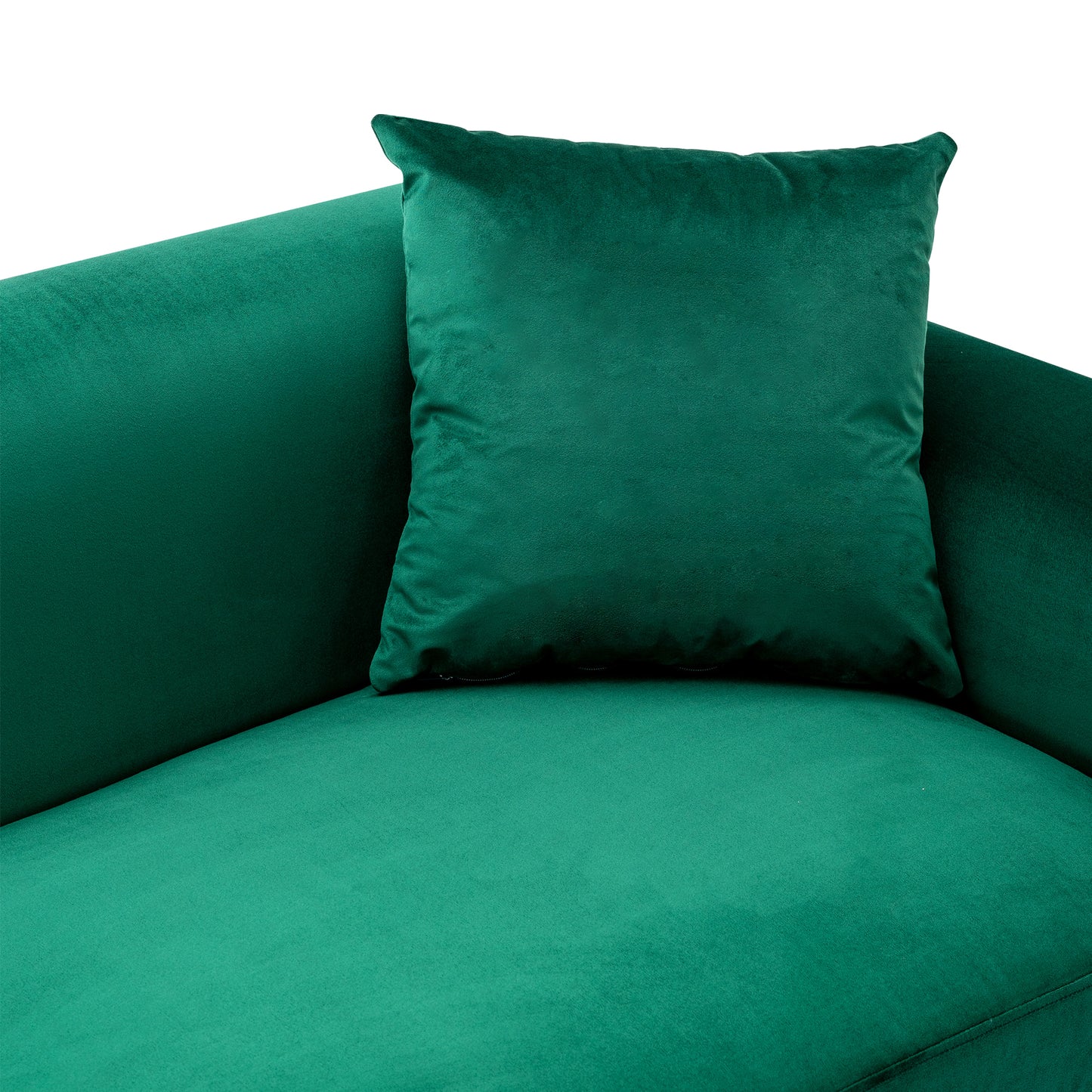 Modern Velvet Sofa with Metal Legs,Loveseat Sofa Couch with Two Pillows for Living Room and Bedroom, Green