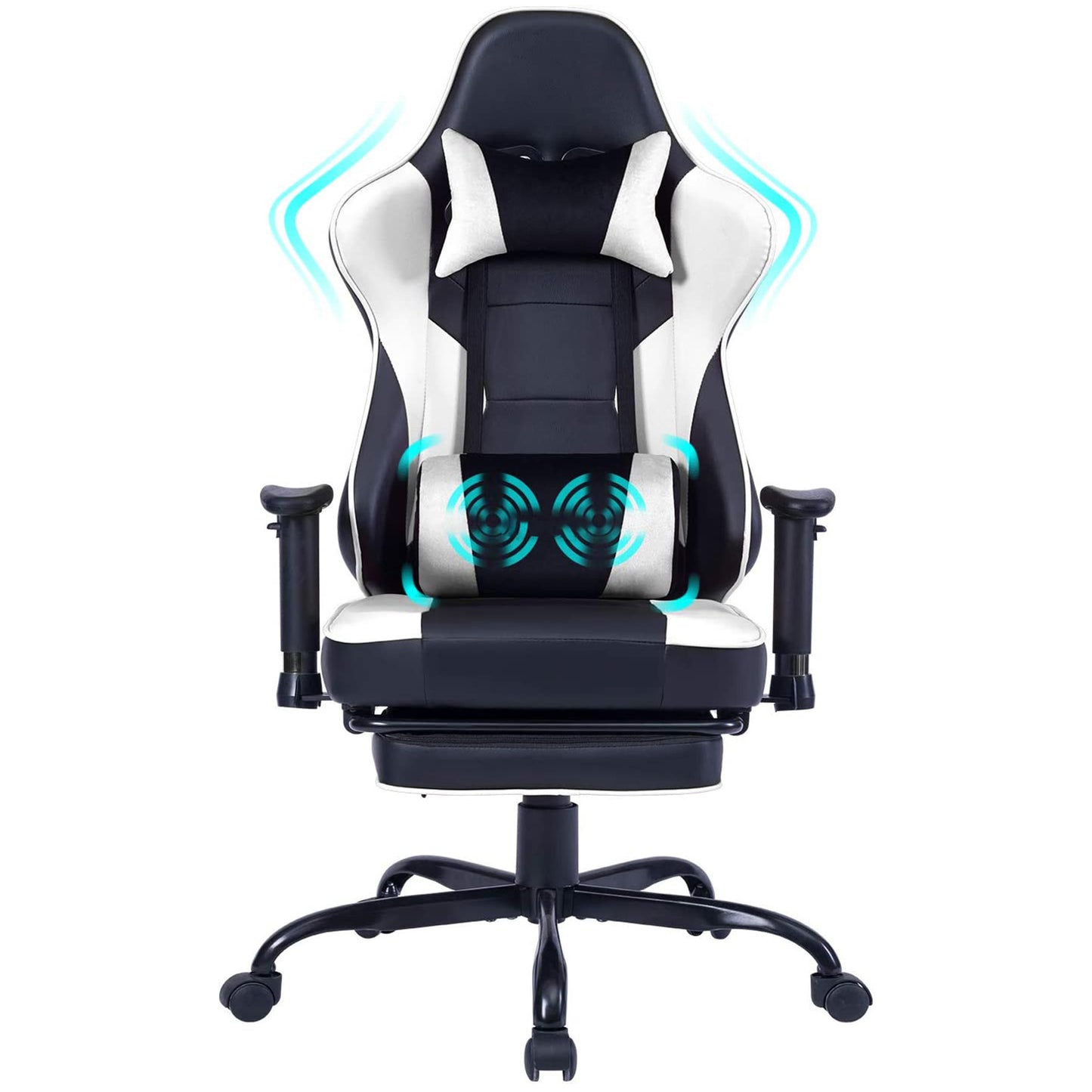 Video Game Desk Chair with Footrest – Ergonomic PU Leather Recliner