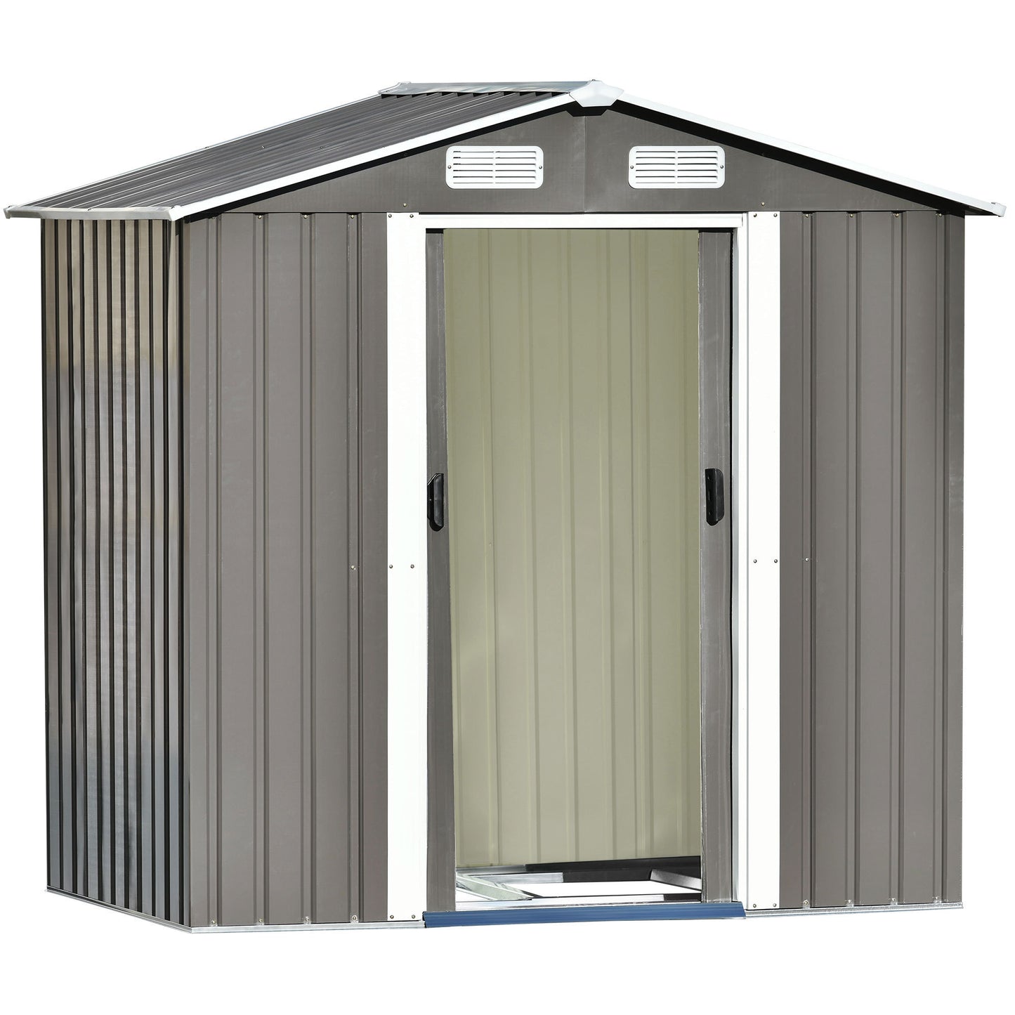 Patio 6ft x4ft Bike Shed Garden Shed, Metal Storage Shed with Lockable Door, Tool Cabinet with Vents and Foundation for Backyard, Lawn, Garden, Gray