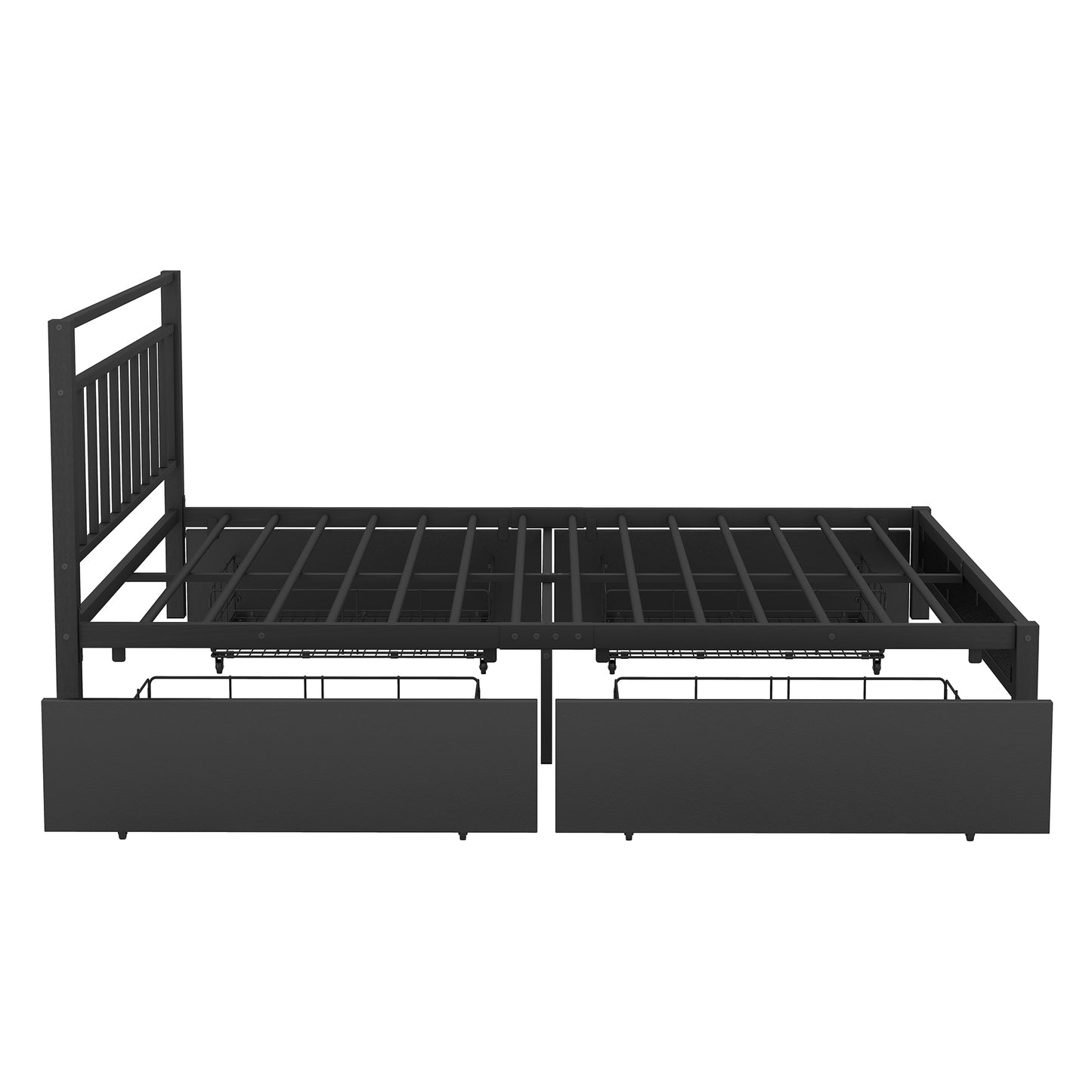 Queen Size Storage Platform Bed with 4 Drawers, Black