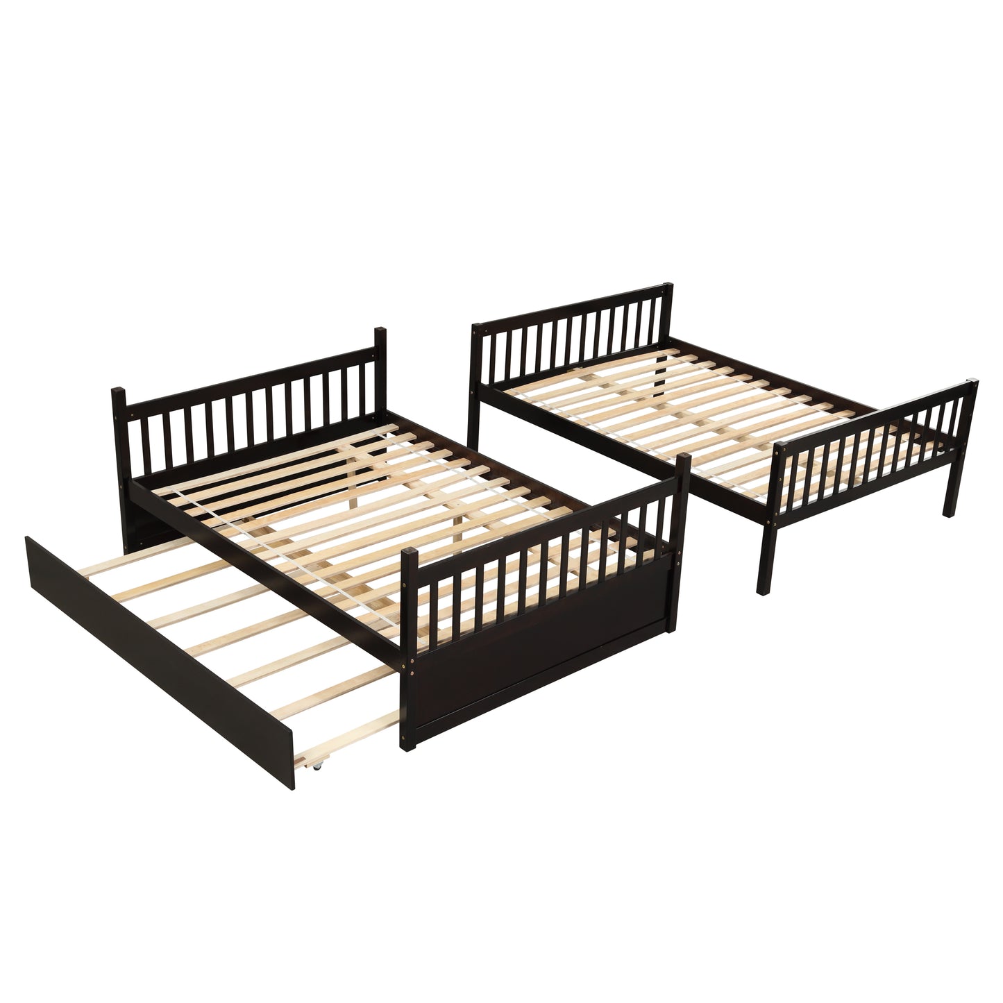 Espresso Rustic Full Size Bunk Bed Set with Trundle