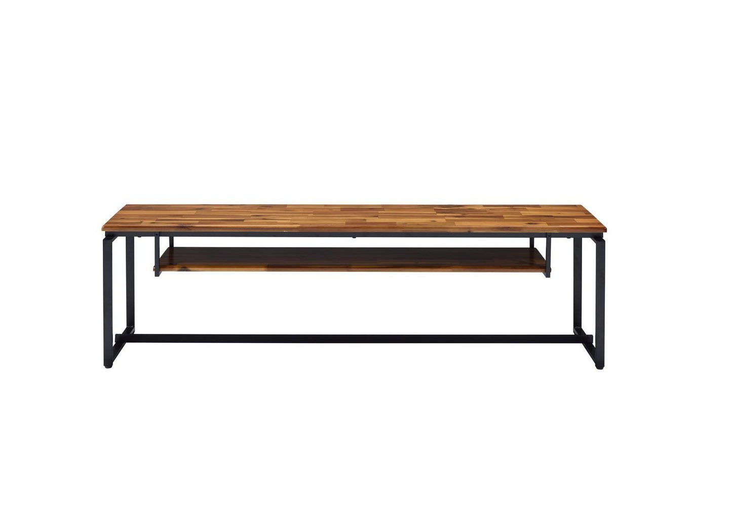 Jurgen Oak & Black TV Stand with Metal Sled Base