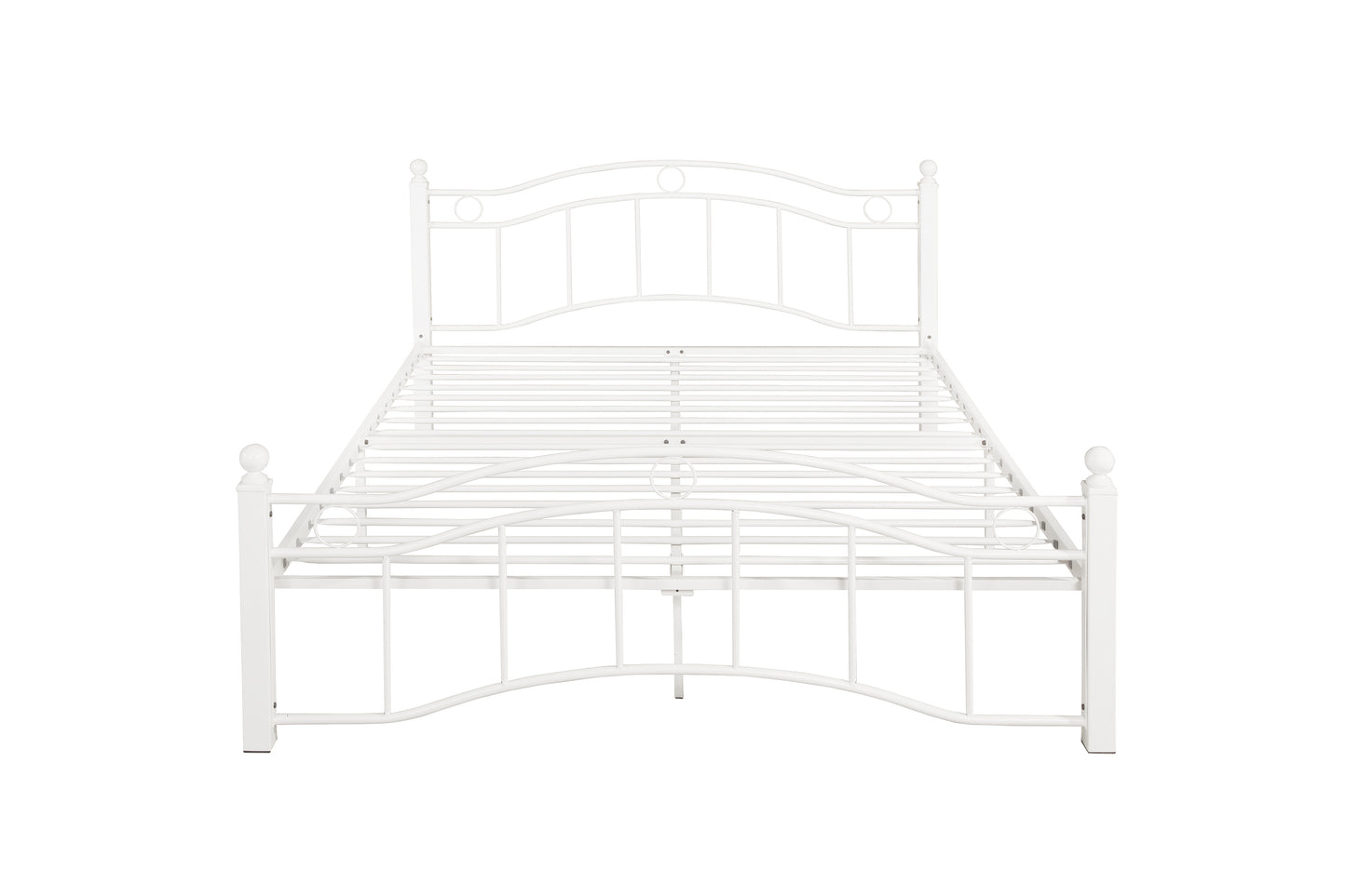 Queen Size Metal Bed Frame with Headboard and Footboard White