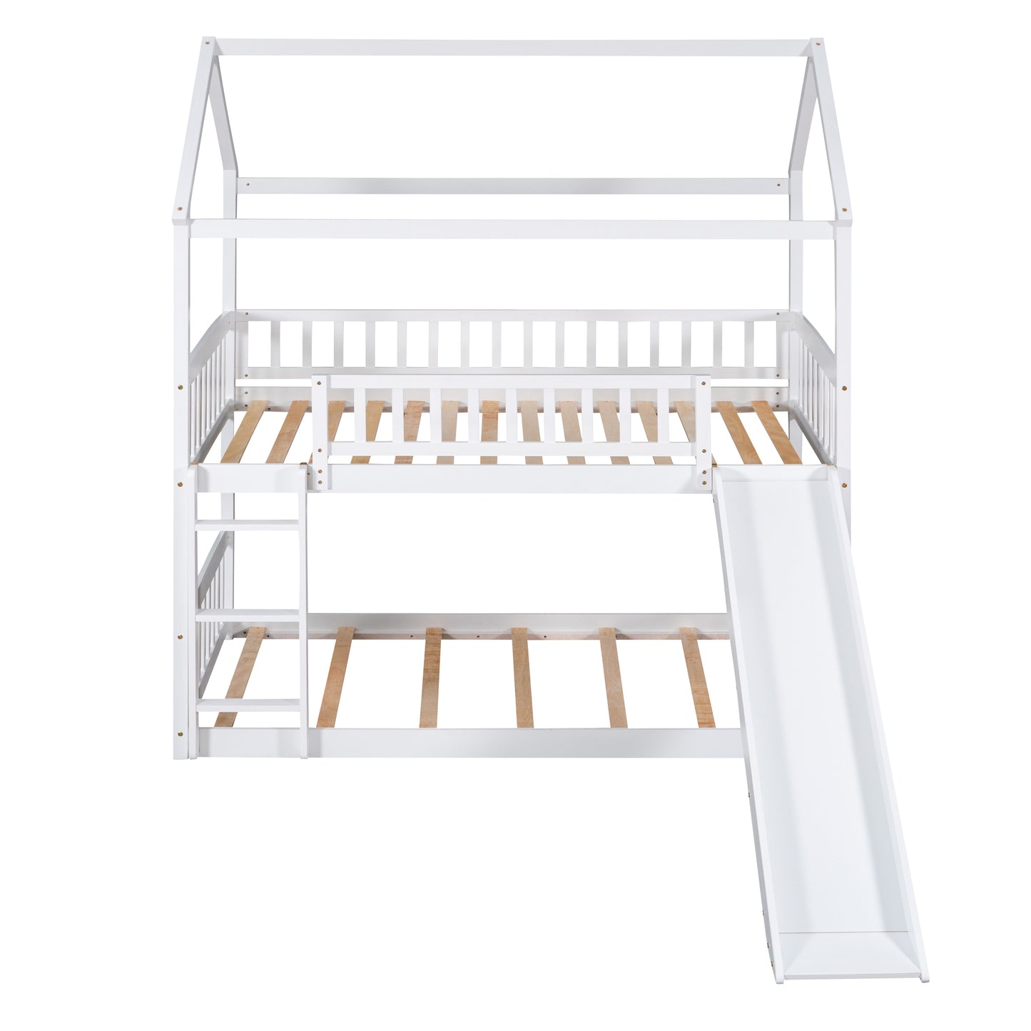 White Twin Over Twin Bunk Bed with Slide for House Design