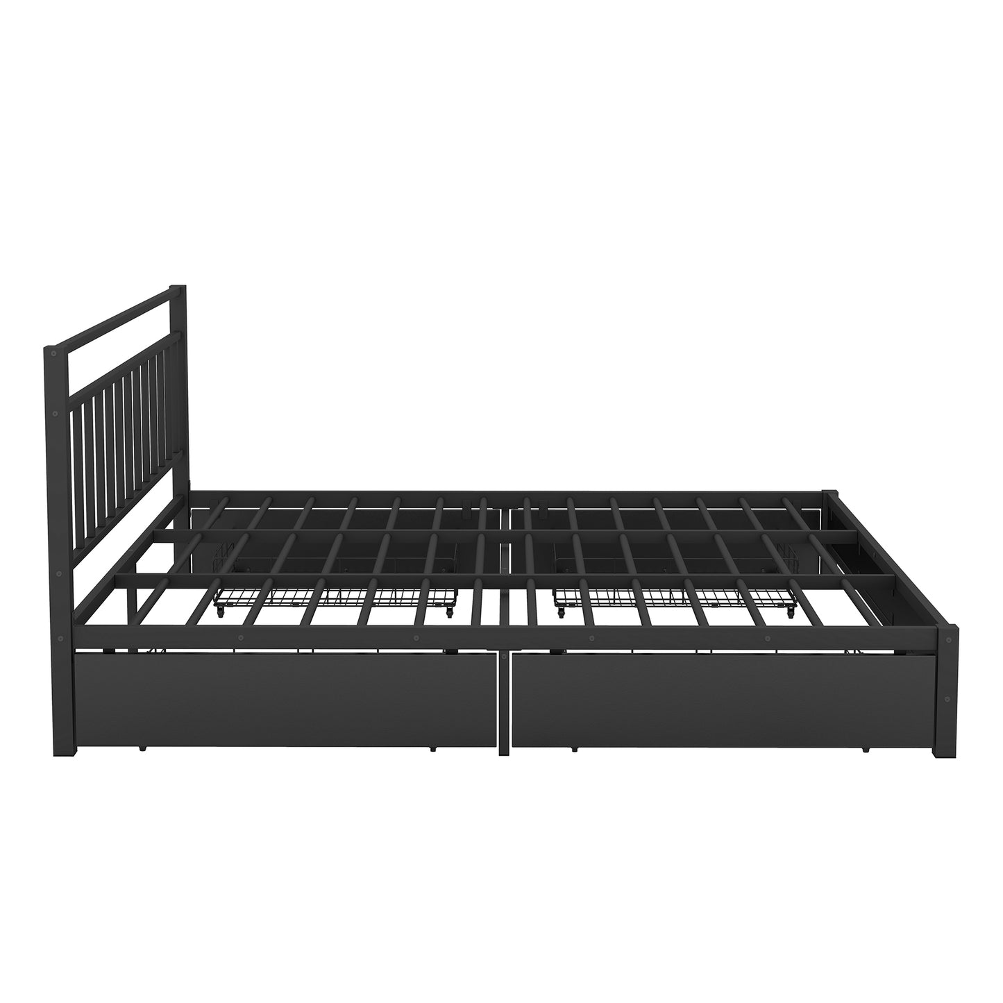 King Size Storage Platform Bed with 4 Drawers, Black