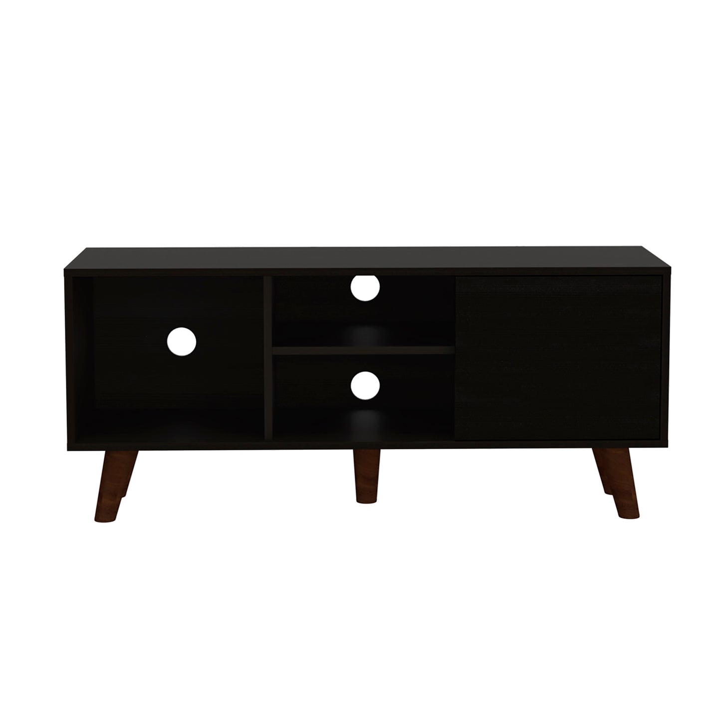 Cincinnati TV Stand with Three Shelves and Single Door Cabinet for TVs up to 57 - Black