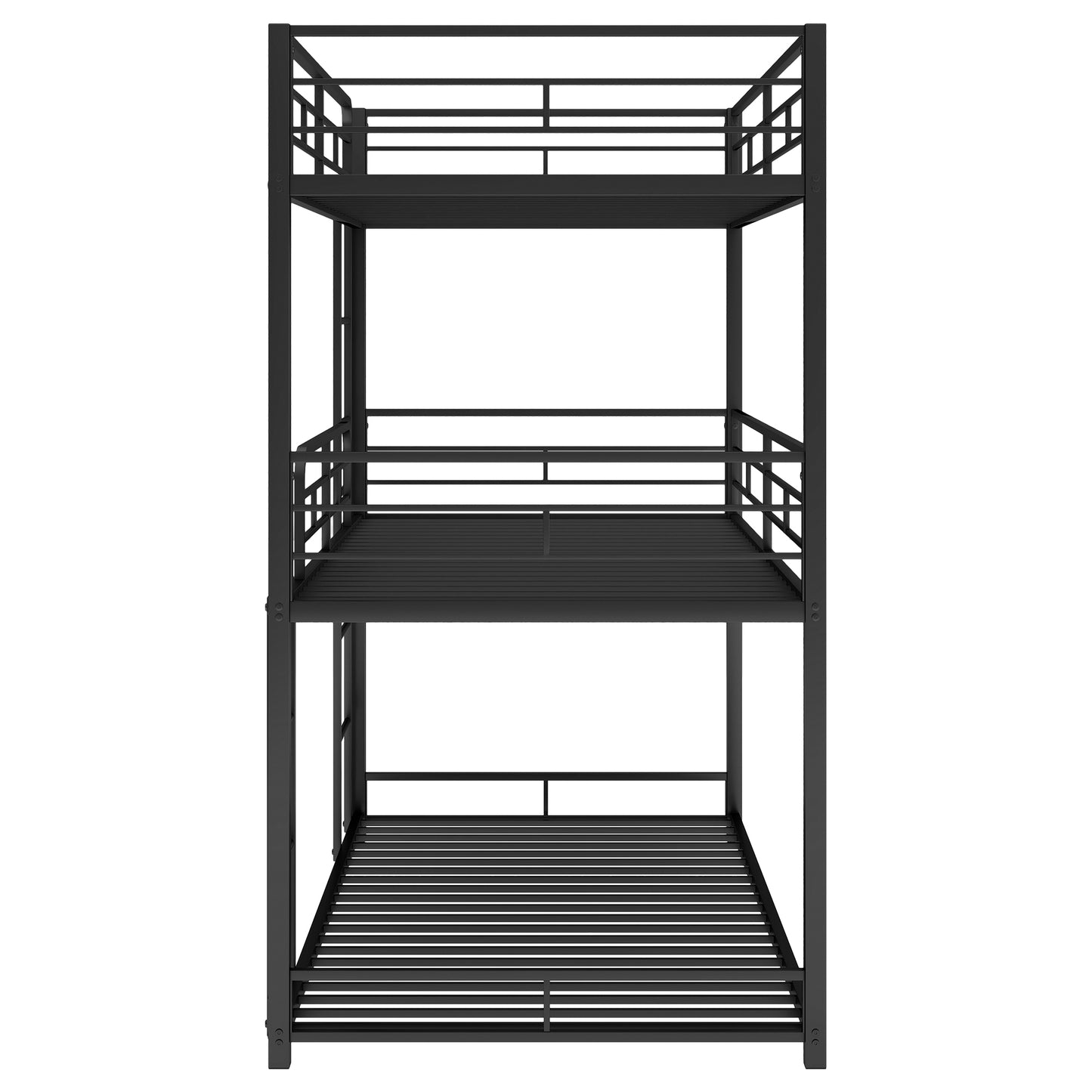 Sleek Black Metal Triple Bunk Bed with Twin Size