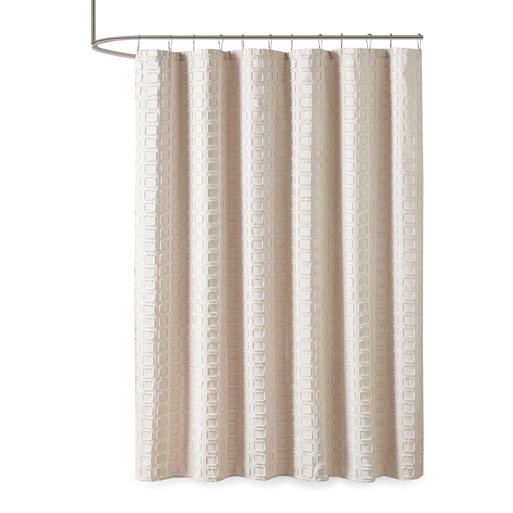 Elegant Sand Geometric Woven Shower Curtain