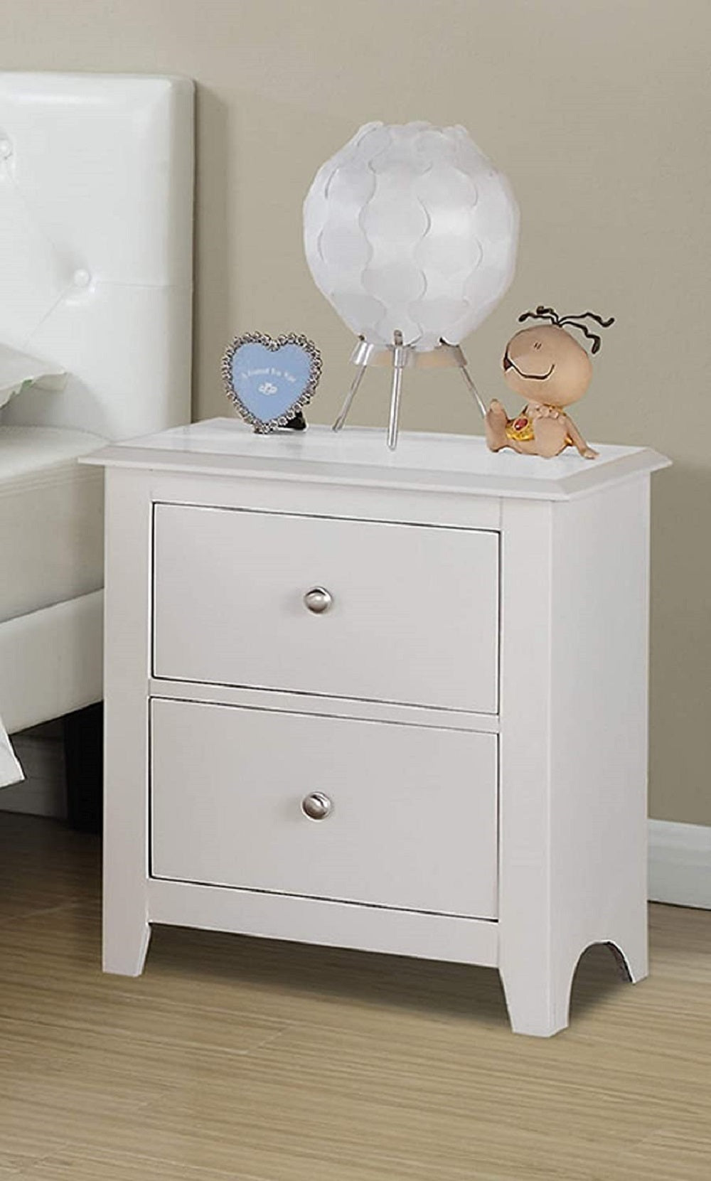 Selma Nightstand With 2 Drawers Storage In White Finish