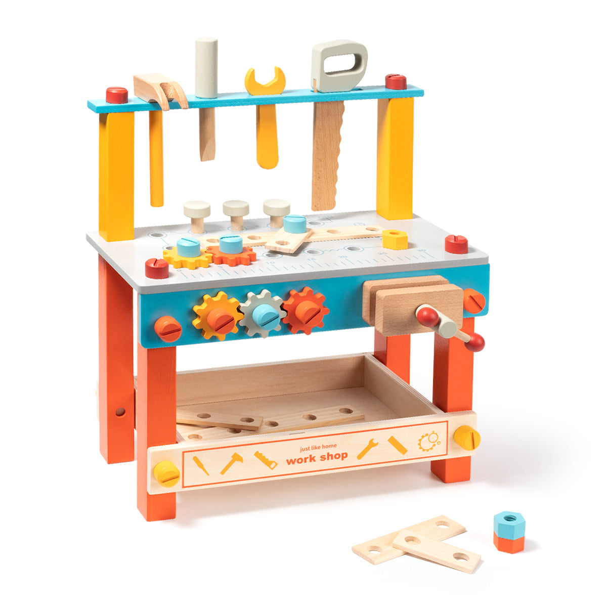 Kids Wooden Workbench Play Set with Tools for Toddlers