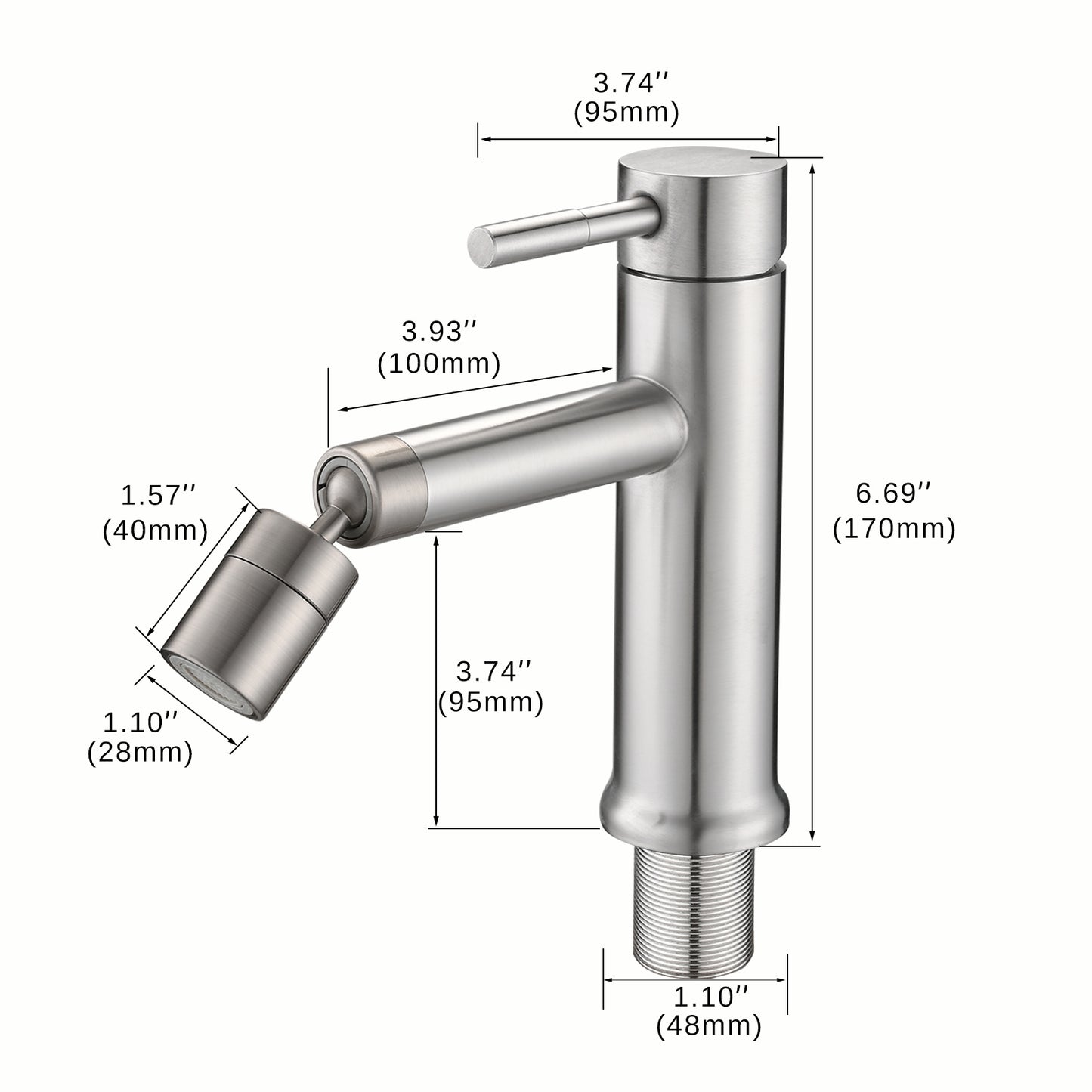 2 Mode Brushed Nickel Bathroom Faucet with 360° Rotating Aerator