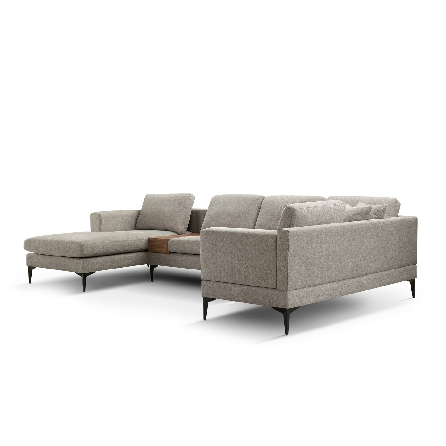 3-Piece U-Shape Upholstered Sectional Sofa Set with Reversible Chaise Lounge, Sand Texture