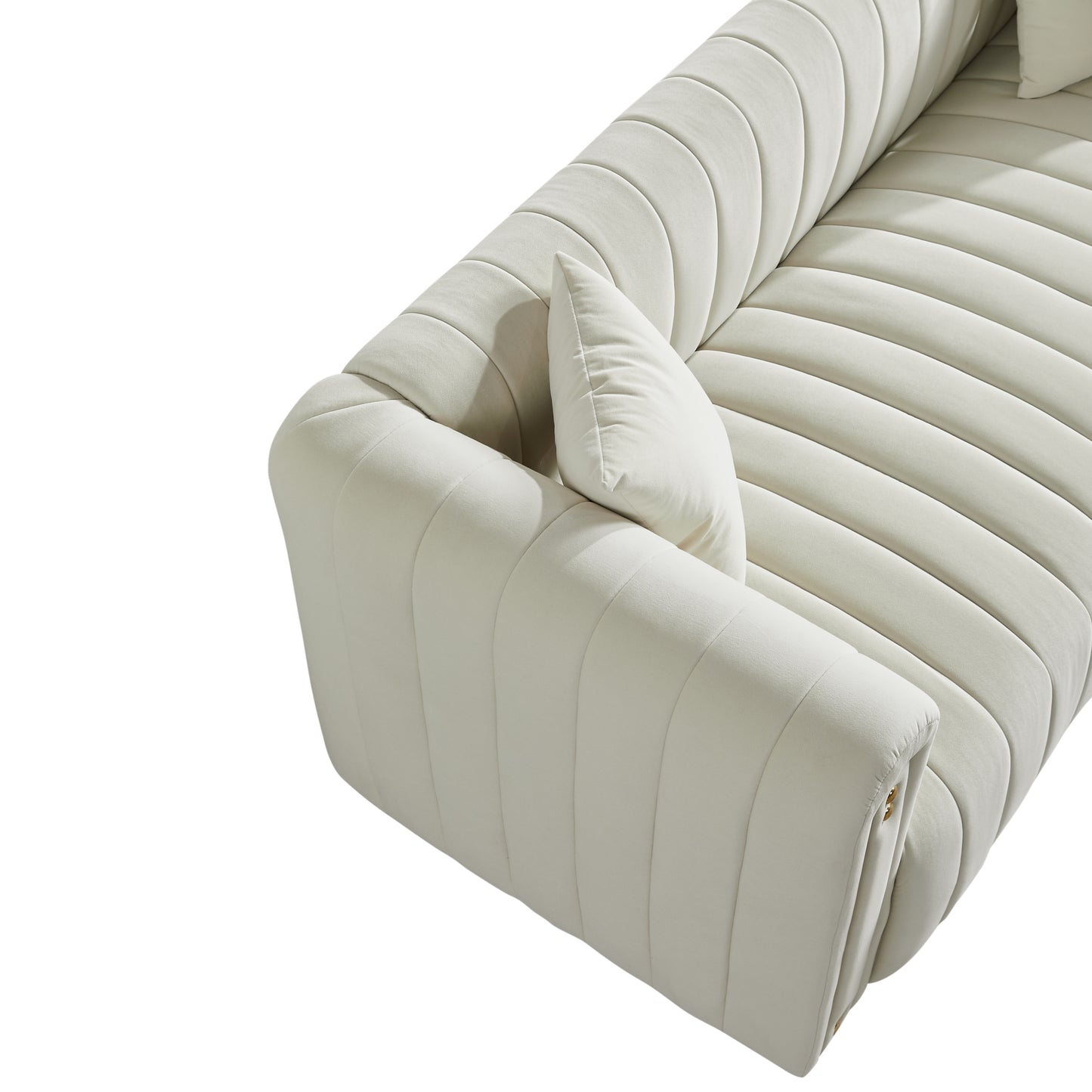 79.92 Opulent White Velvet Sofa with Deep Padding and Sturdy Construction