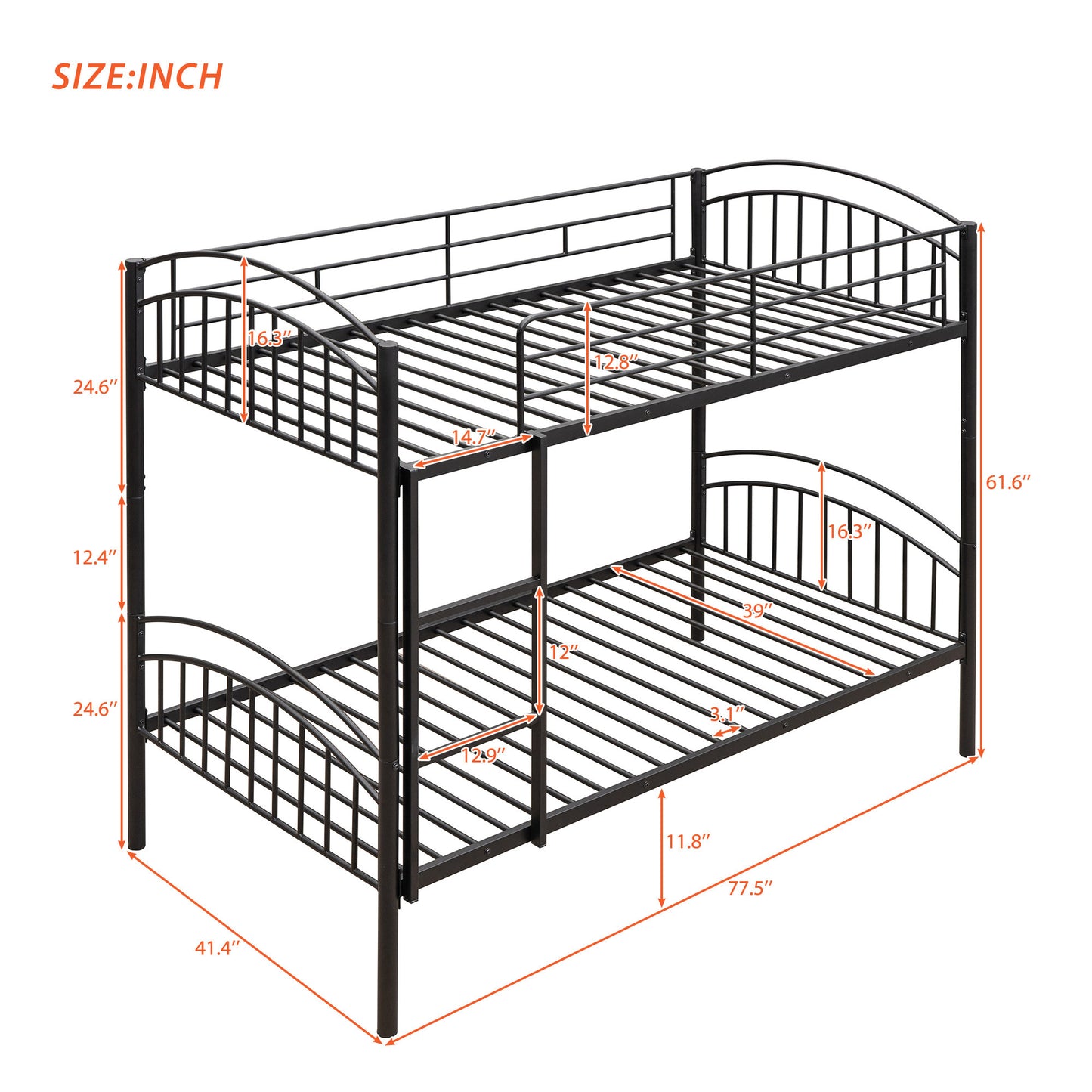 Manhattan Steel Twin Bunk Bed Set (Black)