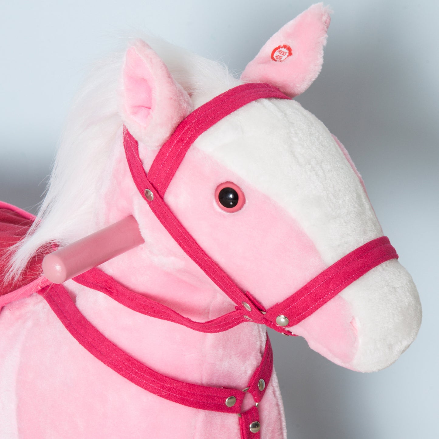 Kids Plush Toy Rocking Horse Pony Toddler Ride on Animal for Girls Pink Birthday Gifts with Realistic Sounds, Pink