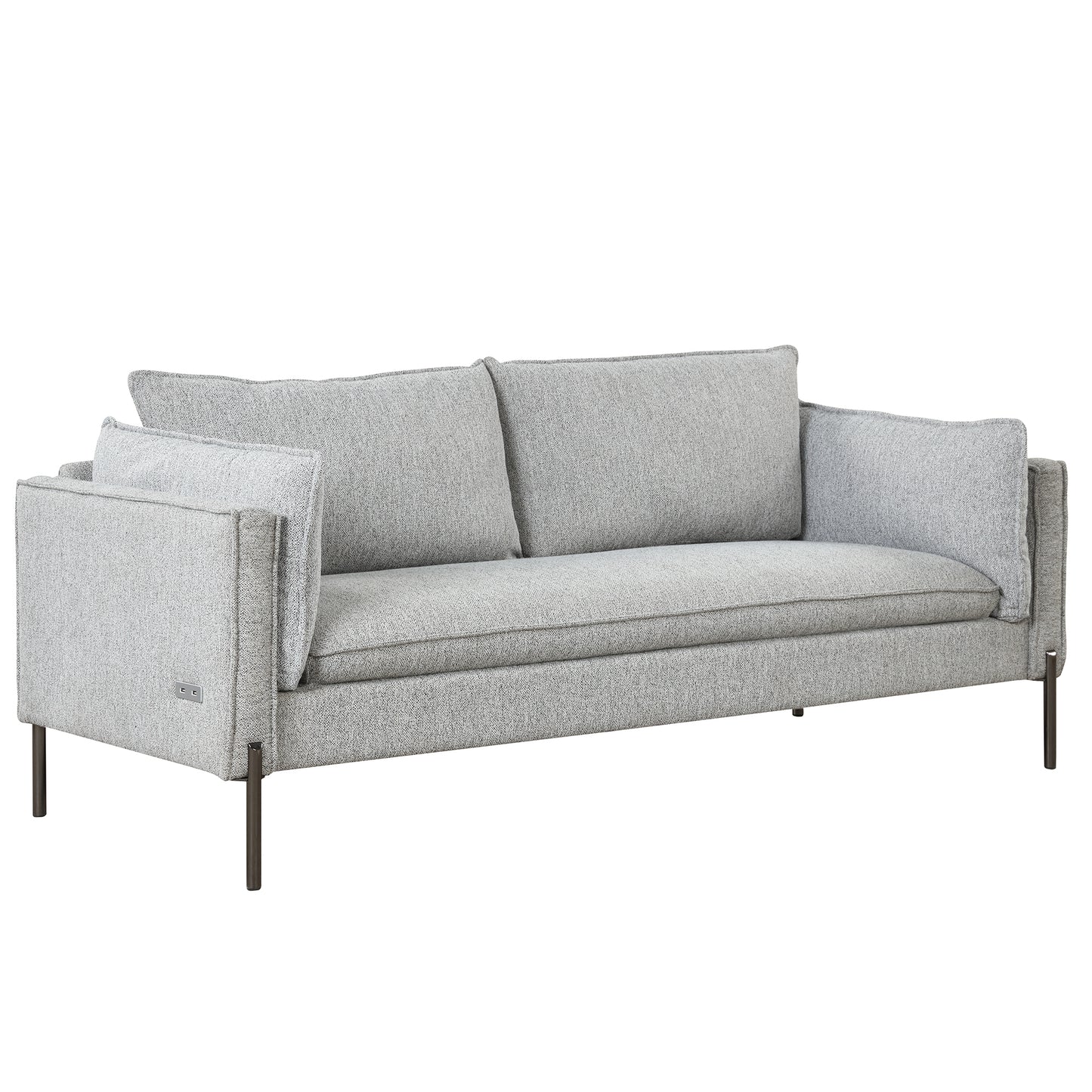 Modern Linen Fabric Upholstered Loveseat and 3-Seat Couch Set with USB Charging Ports