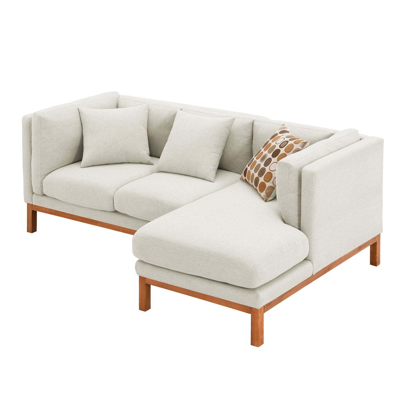 Modern L-shaped Sectional Sofa with Chaise Lounge and Pillows