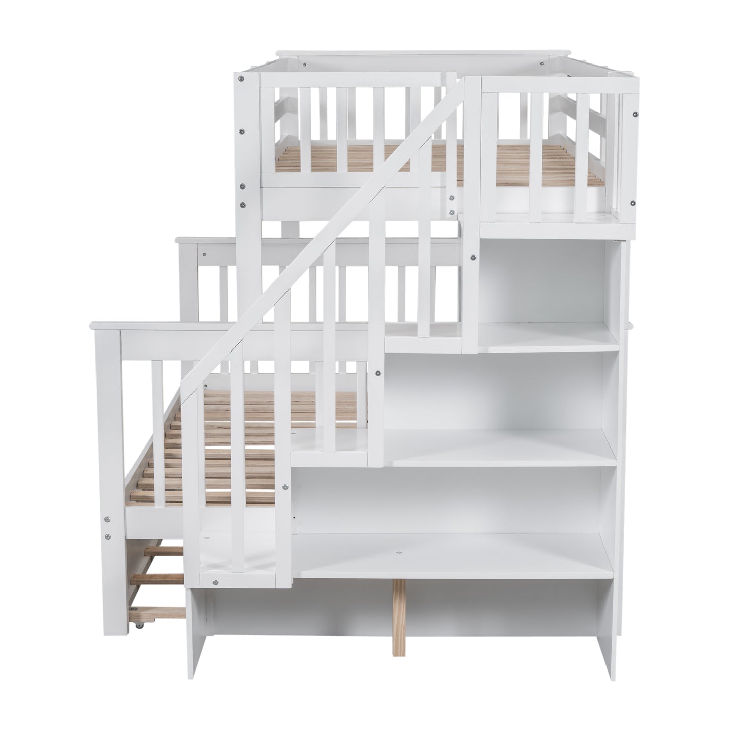 Staircase Bunk Bed with Trundle and Storage: Twin Over Full