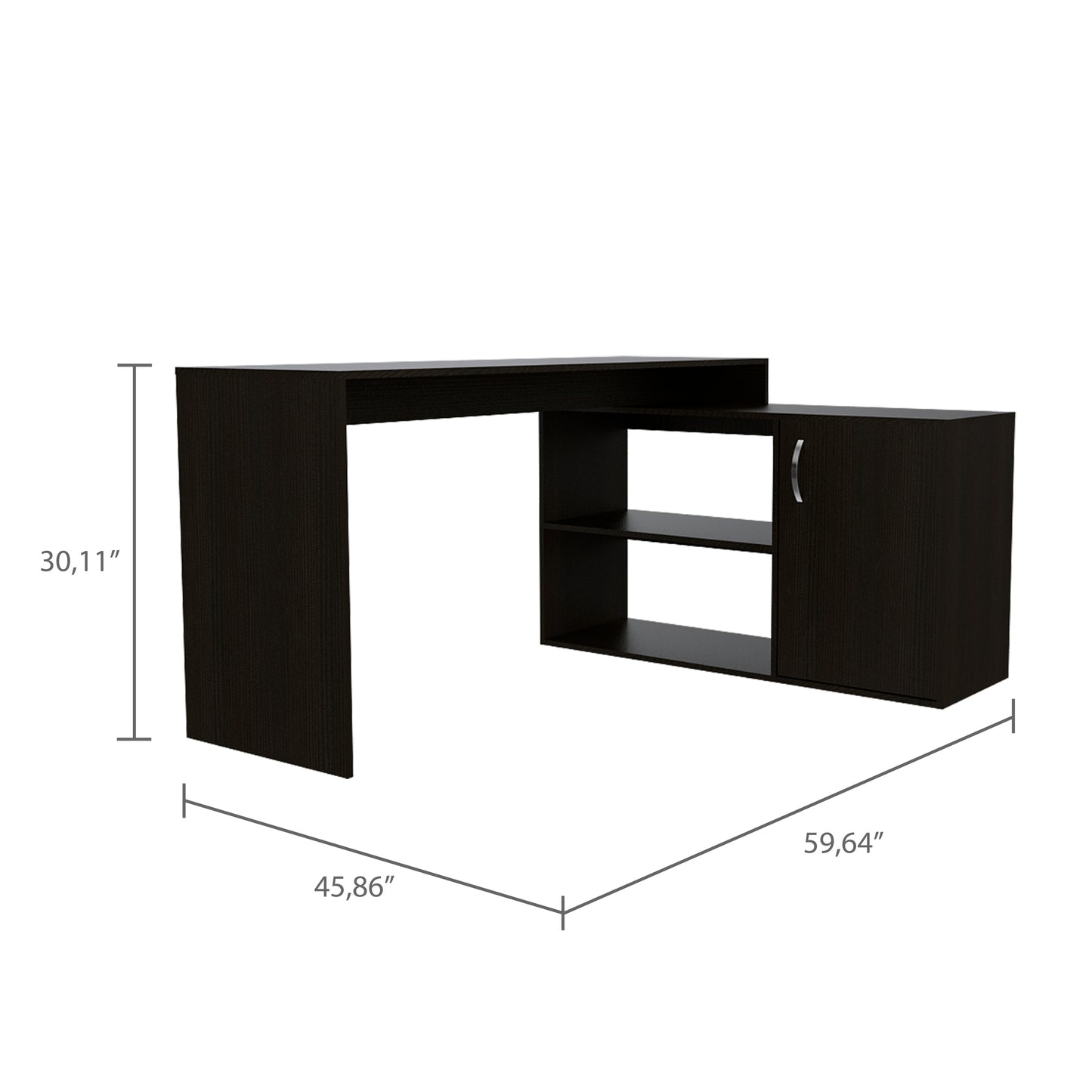 Sleek Black L-Shaped Office Desk with Generous Storage